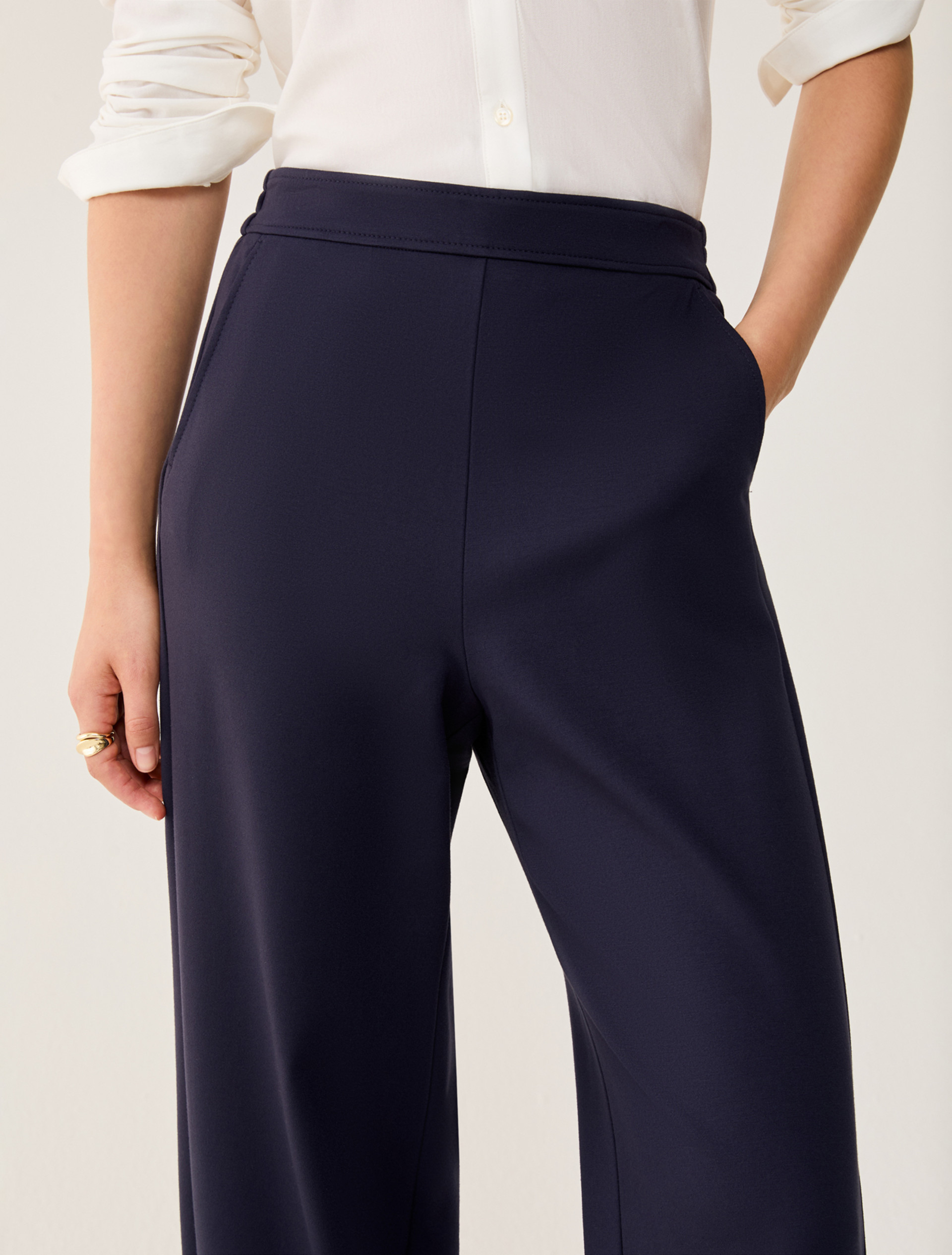Wide-fit jersey trousers - NAVY - pennyblack