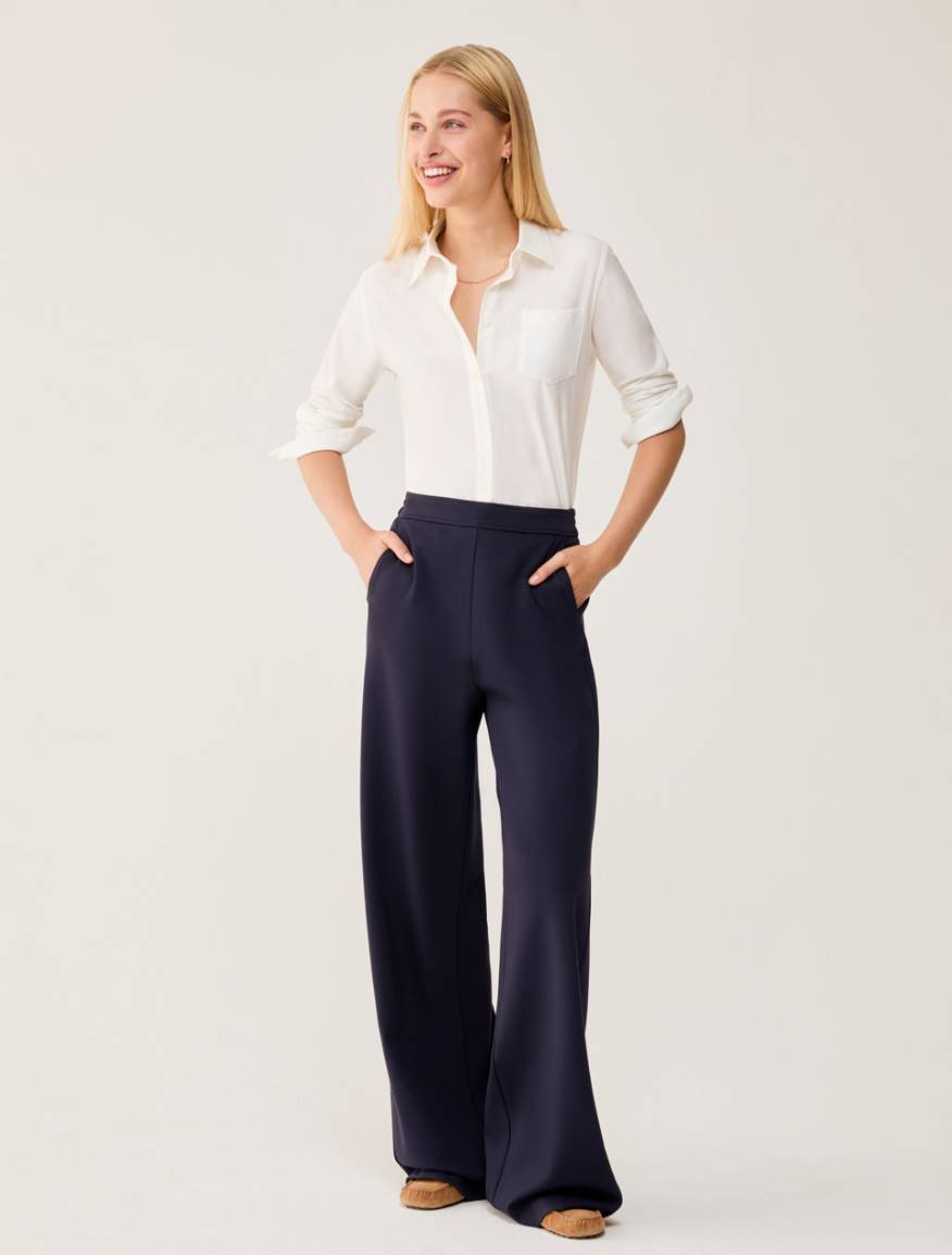 Wide-fit jersey trousers - NAVY - Pennyblack