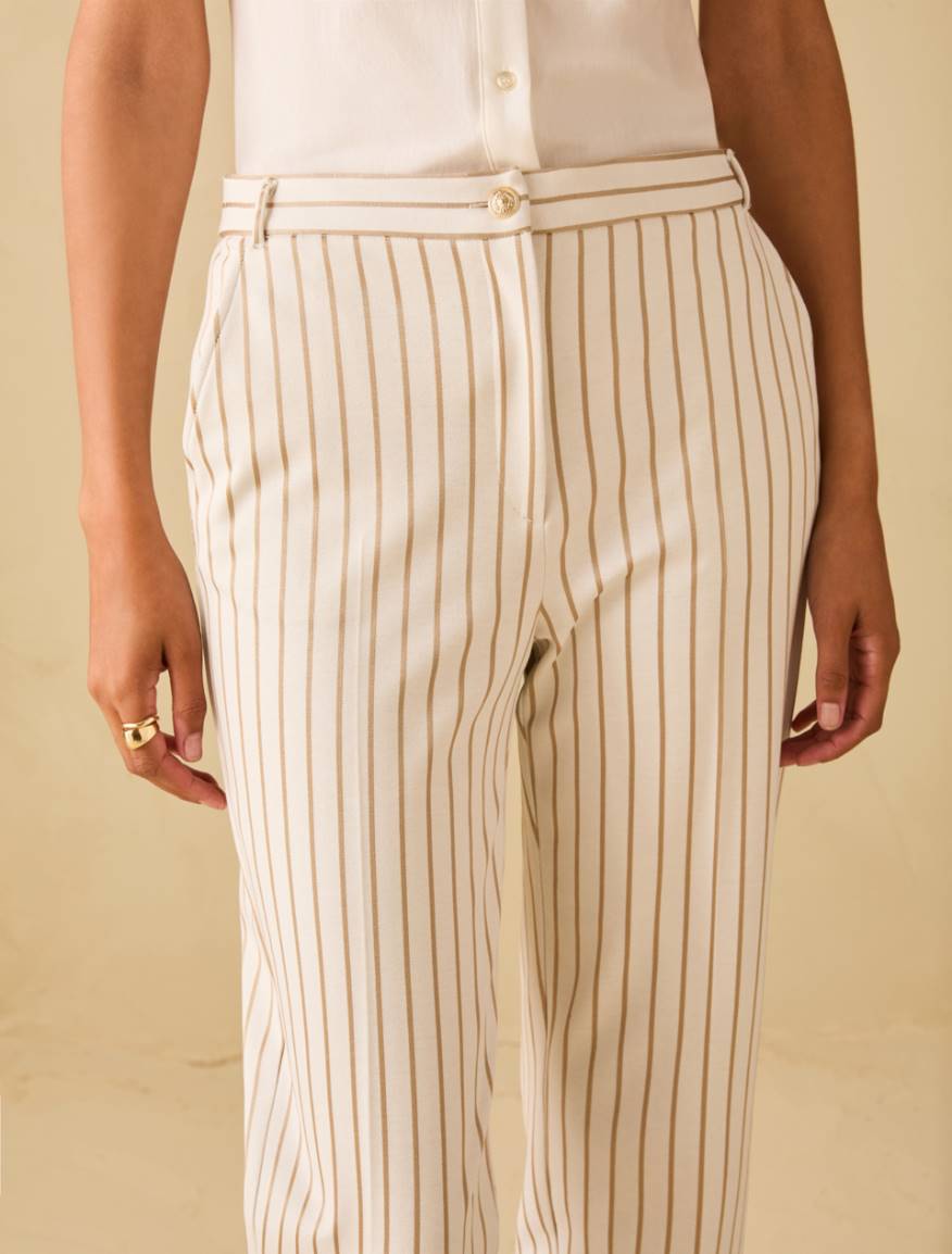 Pinstripe jersey trousers - VANILLA - Pennyblack - 4