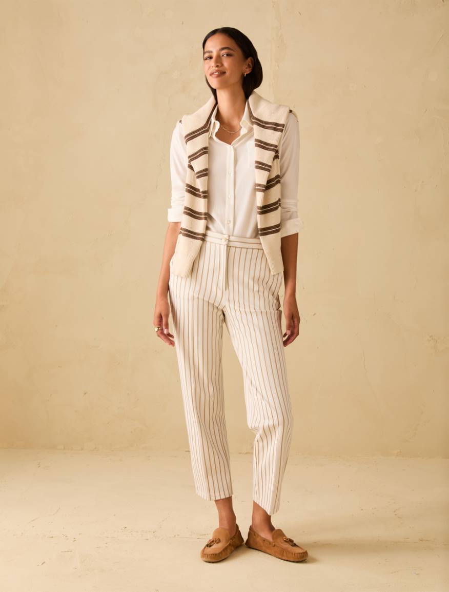 Pinstripe jersey trousers - VANILLA - Pennyblack