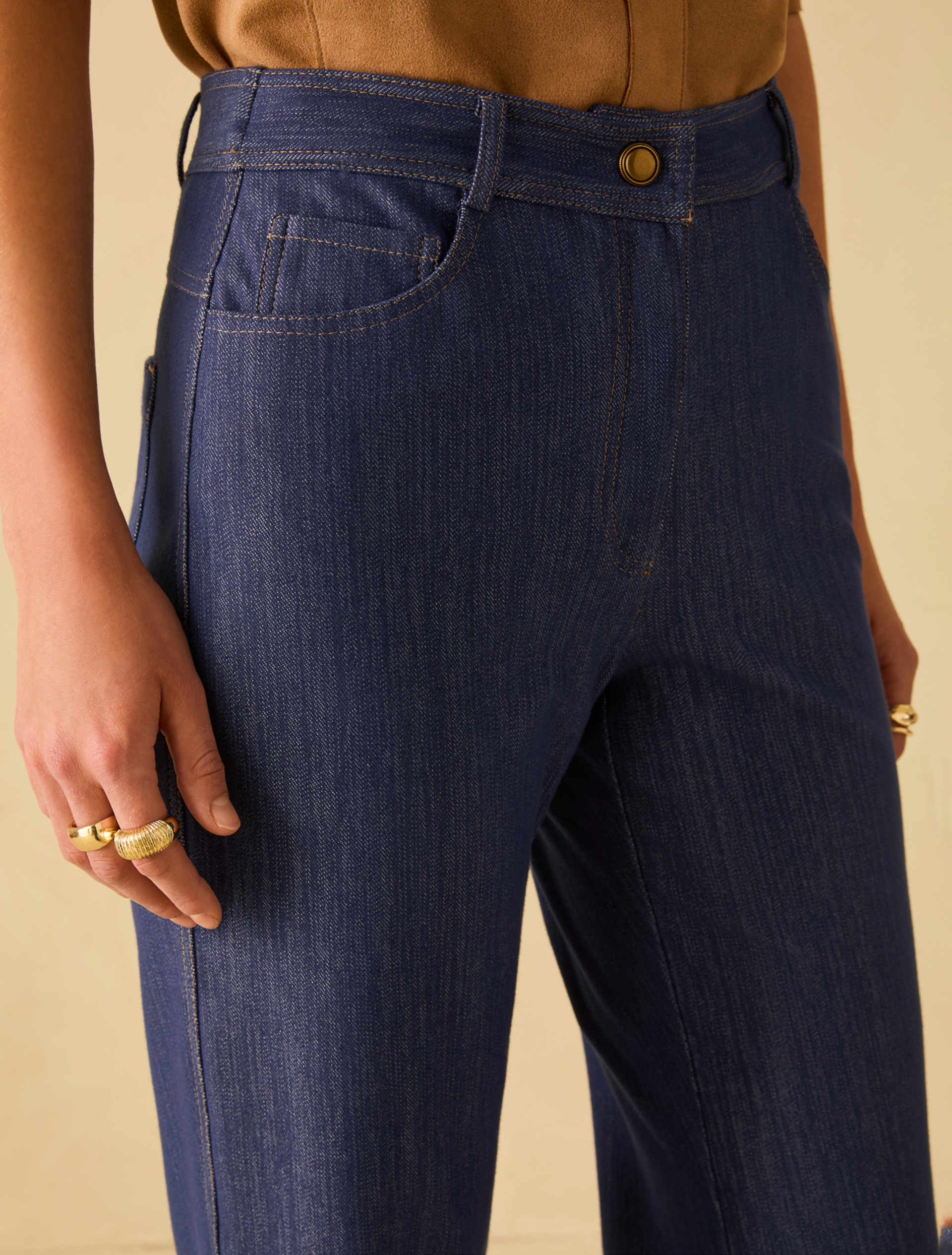 Jersey mini-flared jeans - NAVY - pennyblack