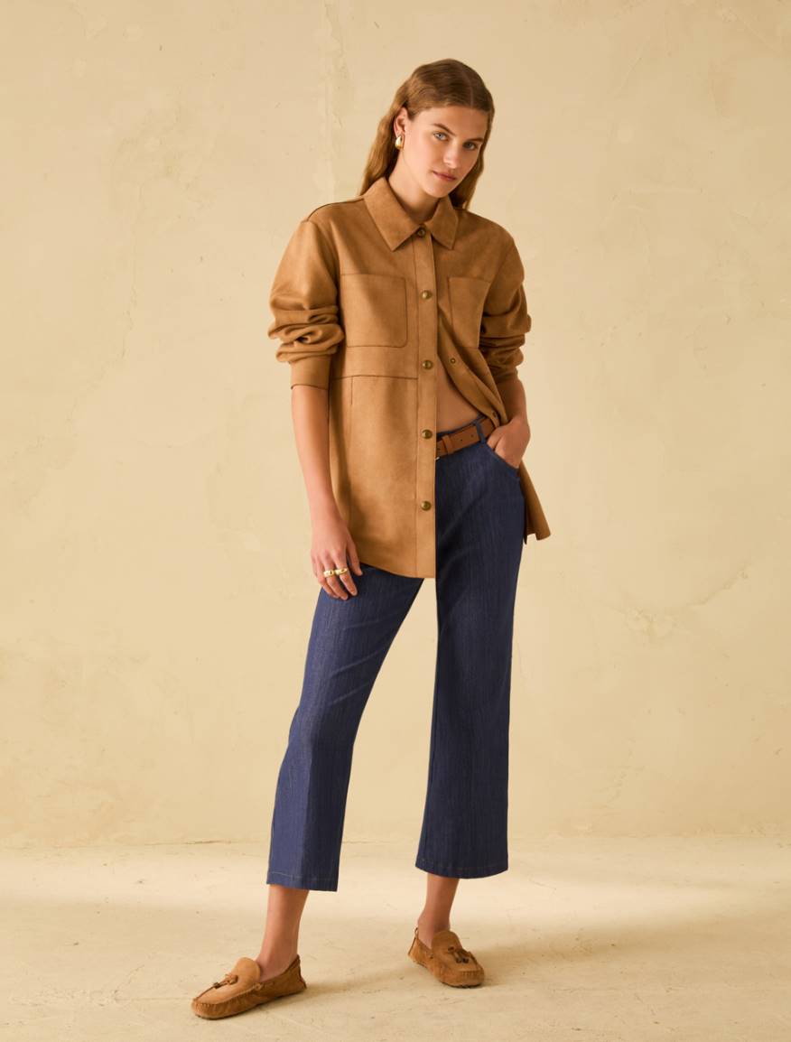 Jersey mini-flared jeans - NAVY - Pennyblack