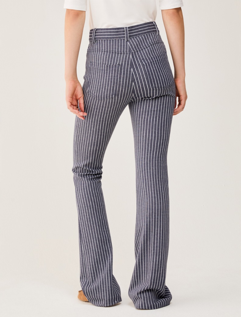 Flared pinstripe jersey trousers - NAVY - pennyblack
