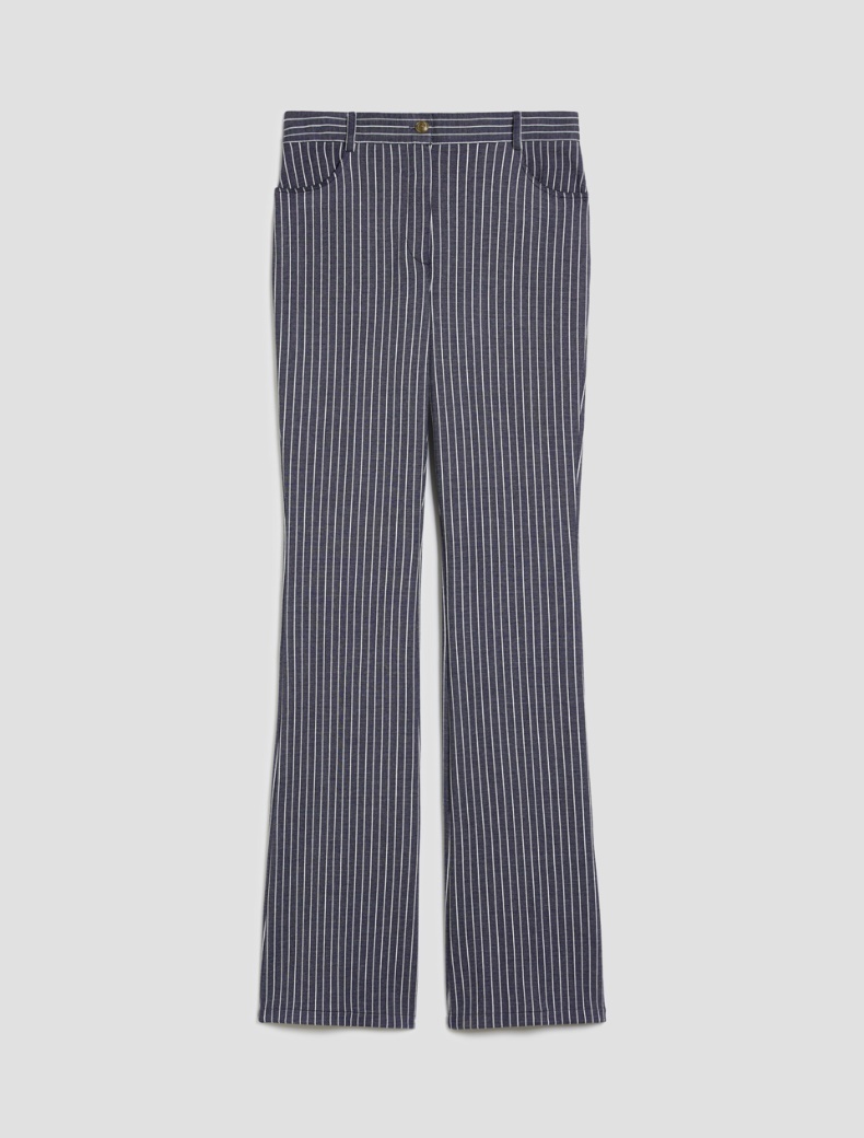 Flared pinstripe jersey trousers - NAVY - pennyblack