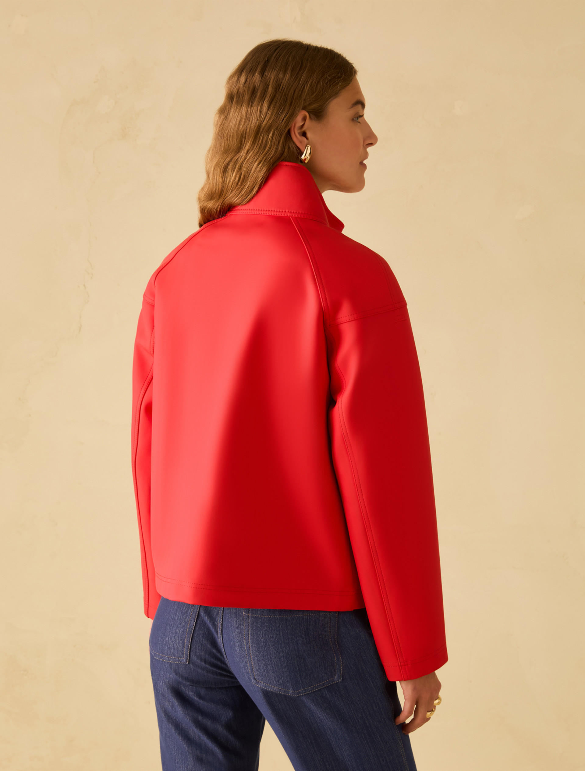 Waxed jersey jacket - RED - pennyblack