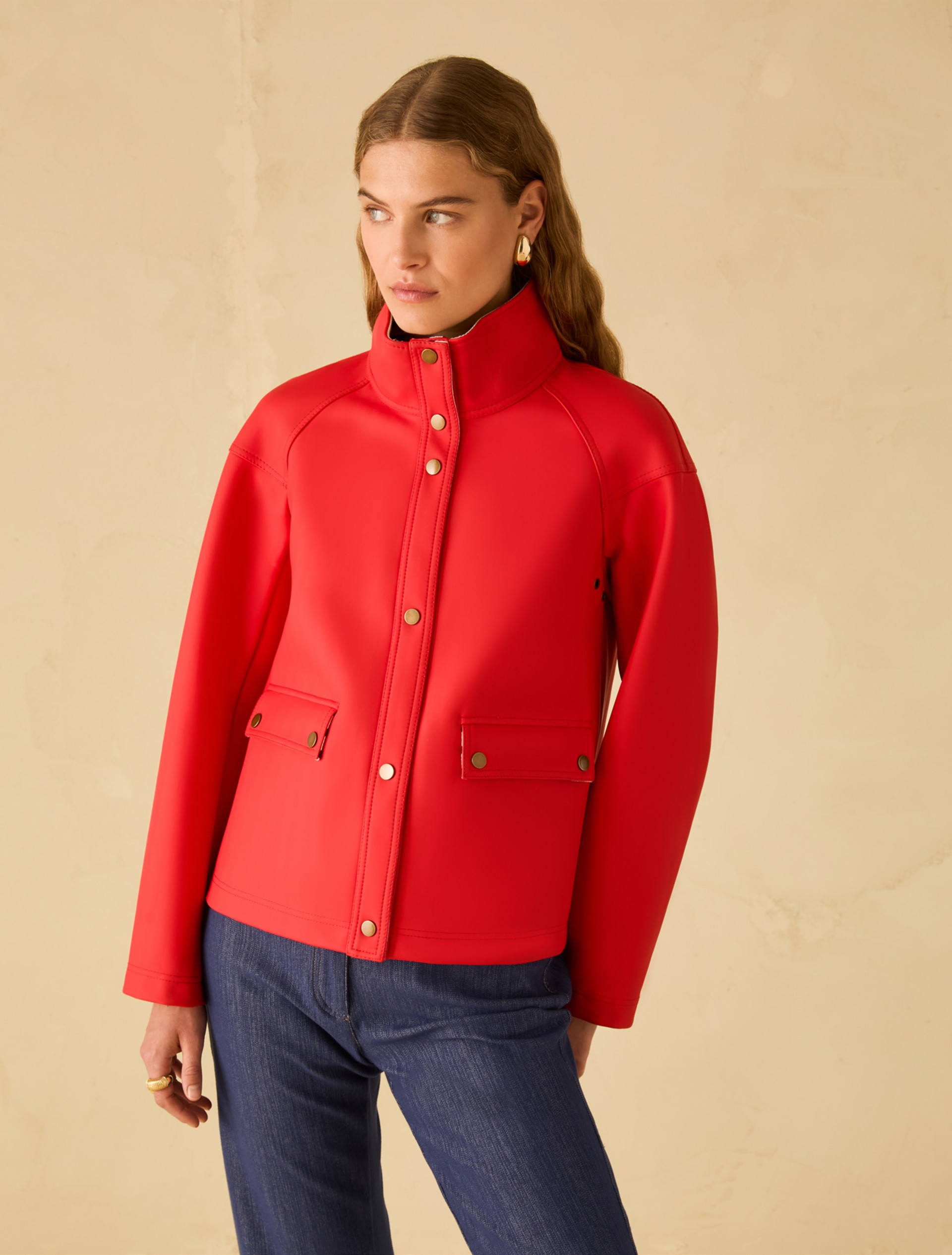 Waxed jersey jacket - RED - pennyblack
