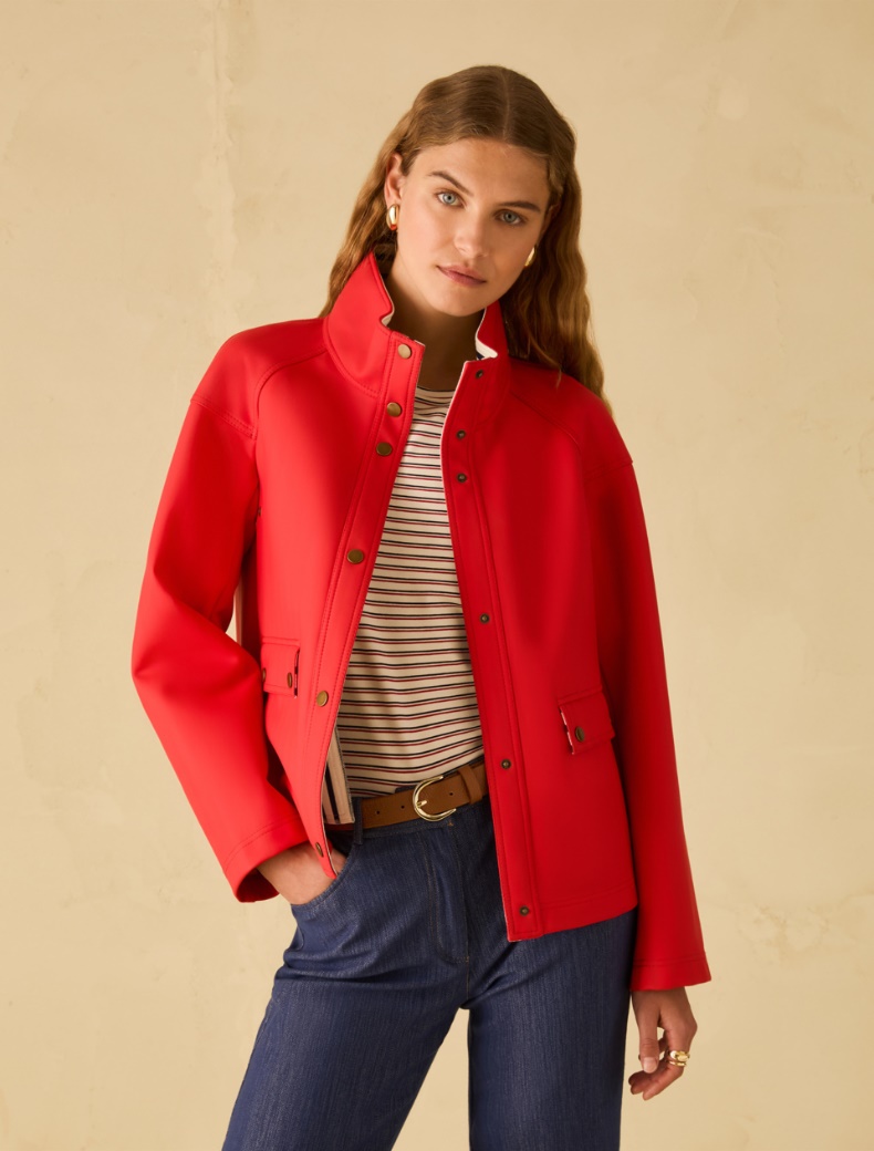 Waxed jersey jacket - RED - pennyblack