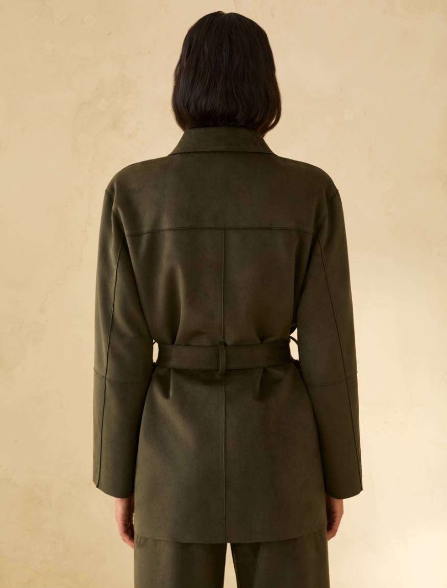 Short jersey trench coat - KAKI - Pennyblack - 3