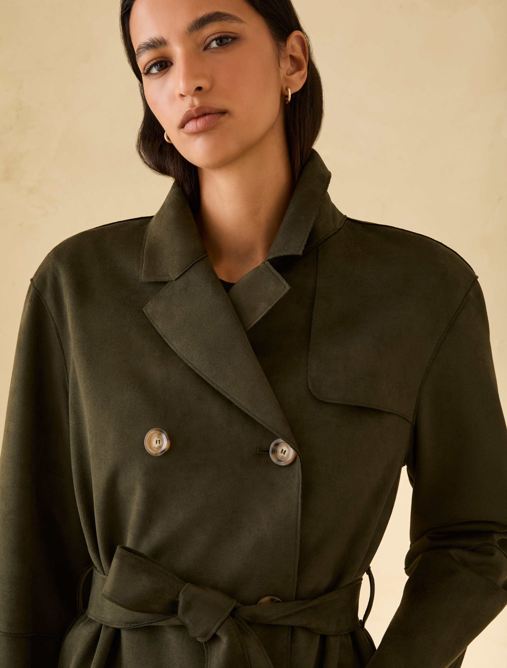 Short jersey trench coat - KAKI - pennyblack