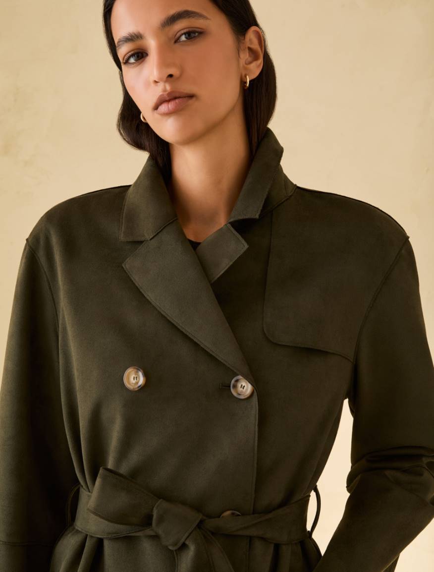 Short jersey trench coat - KAKI - Pennyblack - 4