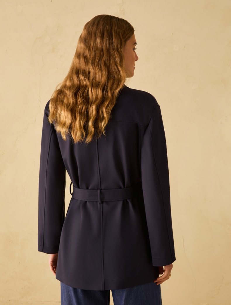 Short jersey trench coat - NAVY - pennyblack