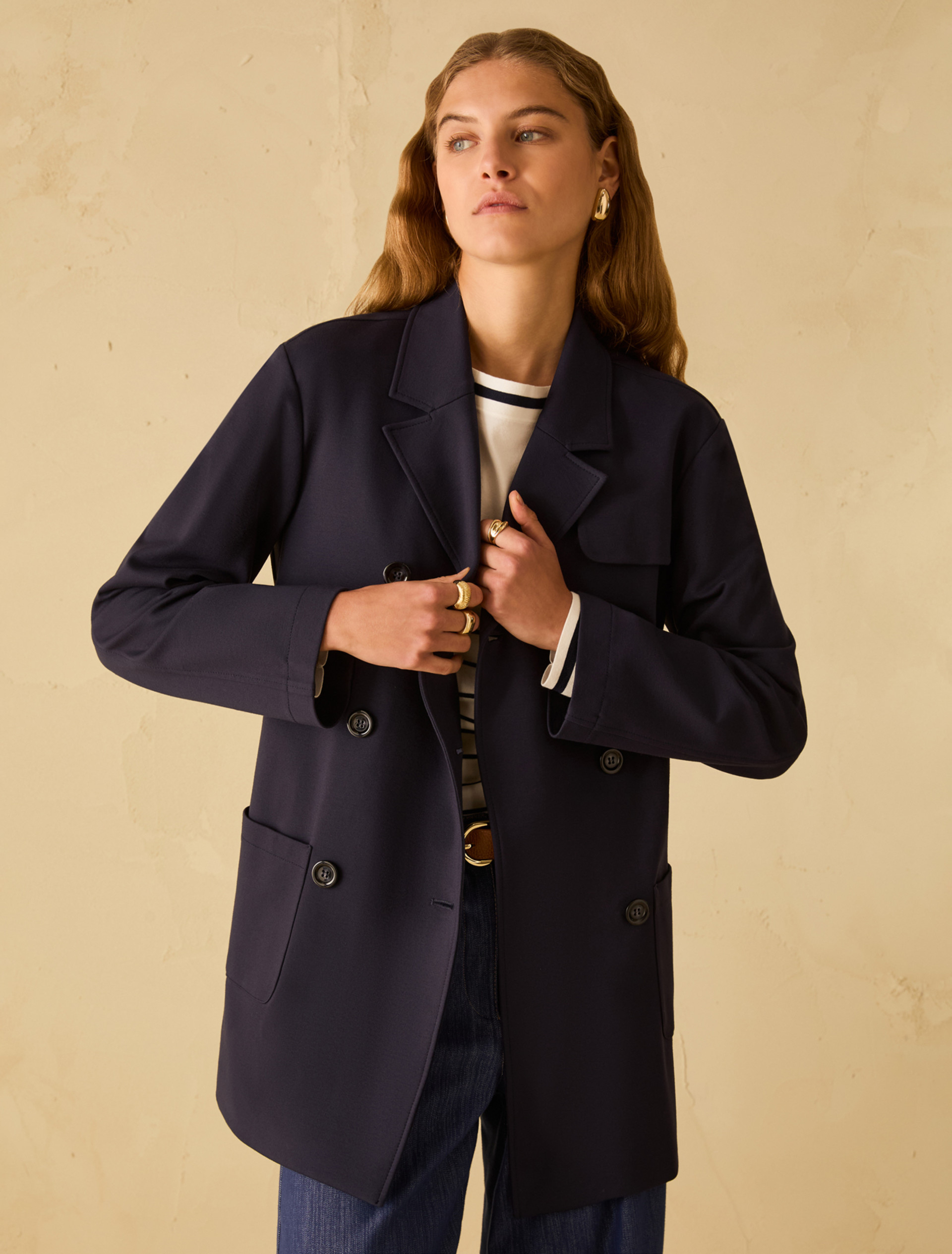 Short jersey trench coat - NAVY - pennyblack
