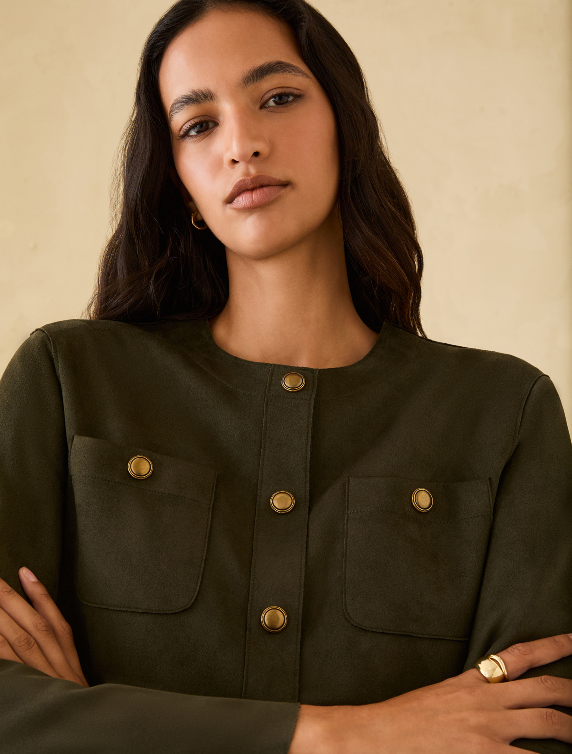 Jersey crew-neck jacket - KAKI - pennyblack