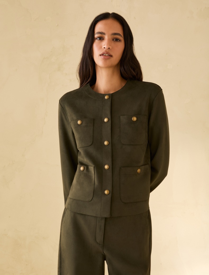 Jersey crew-neck jacket - KAKI - pennyblack