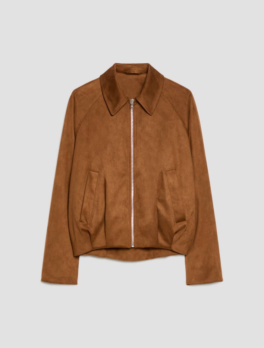 Velvety jersey bomber jacket - TOBACCO BROWN - Pennyblack - 2