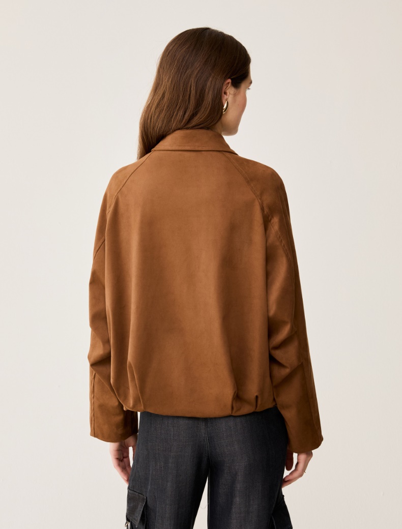 Velvety jersey bomber jacket - TOBACCO BROWN - pennyblack