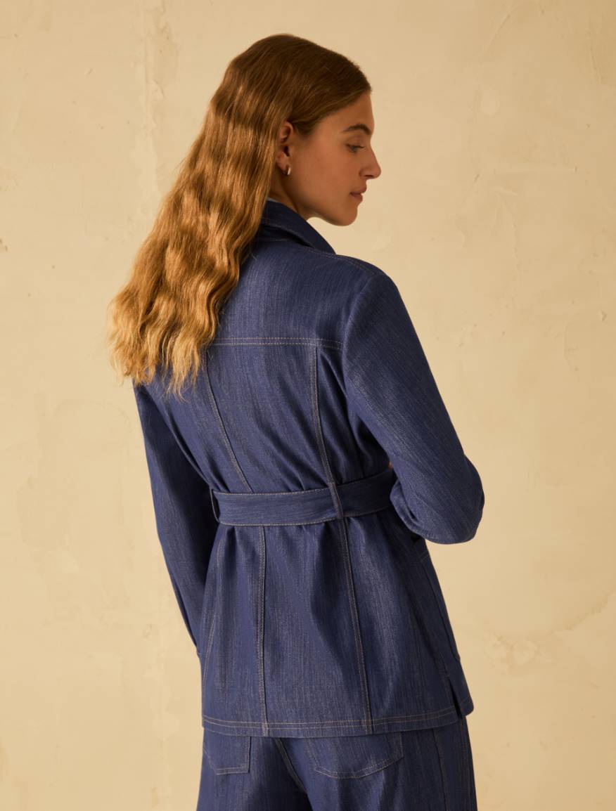 Denim-look jersey jacket - NAVY - Pennyblack - 3