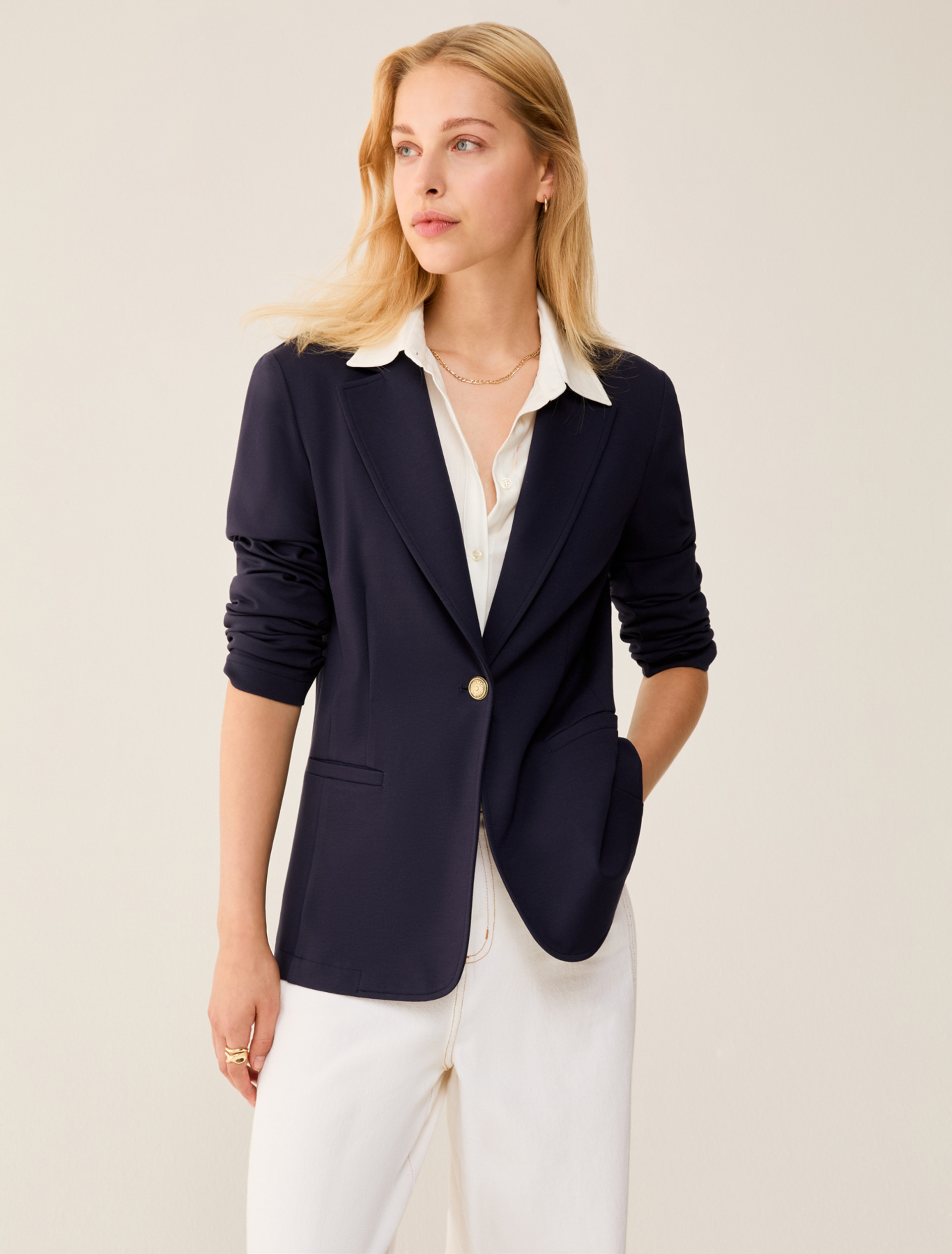 Slim-fit jersey blazer - NAVY - pennyblack