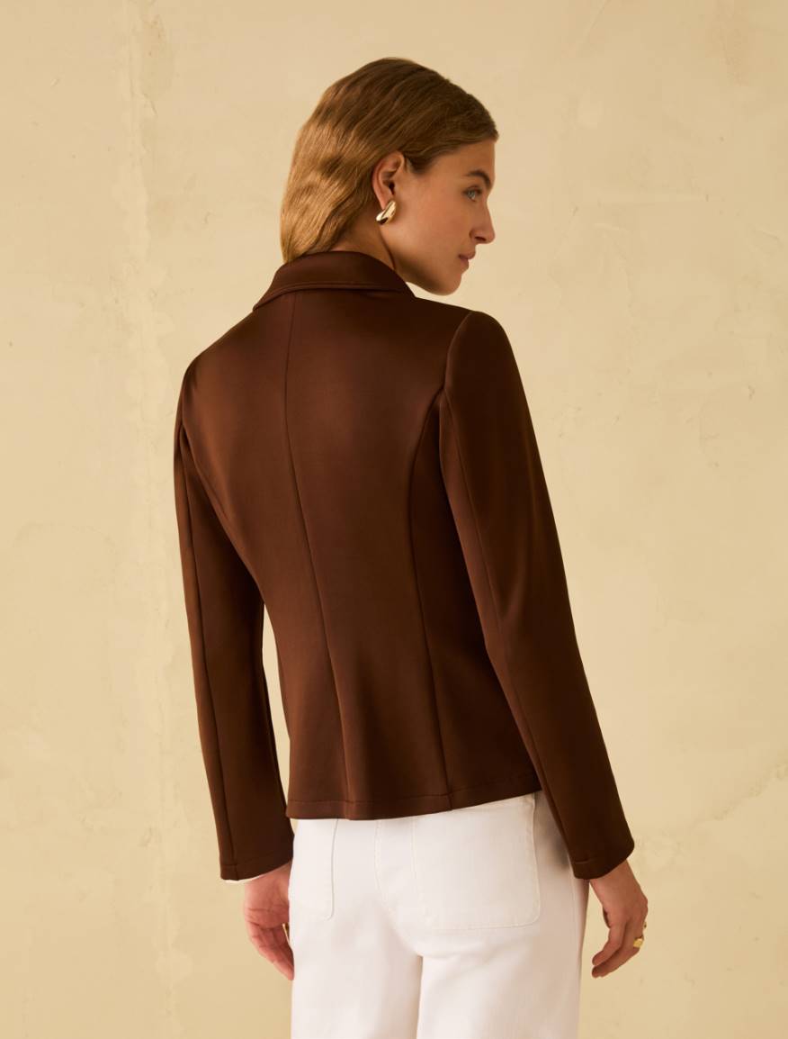 Slim-fit double jersey blazer - COFFEE - Pennyblack - 3