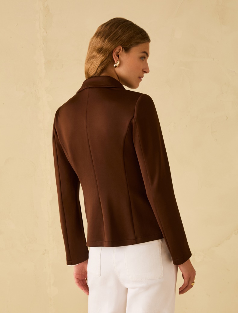 Slim-fit double jersey blazer - COFFEE - pennyblack