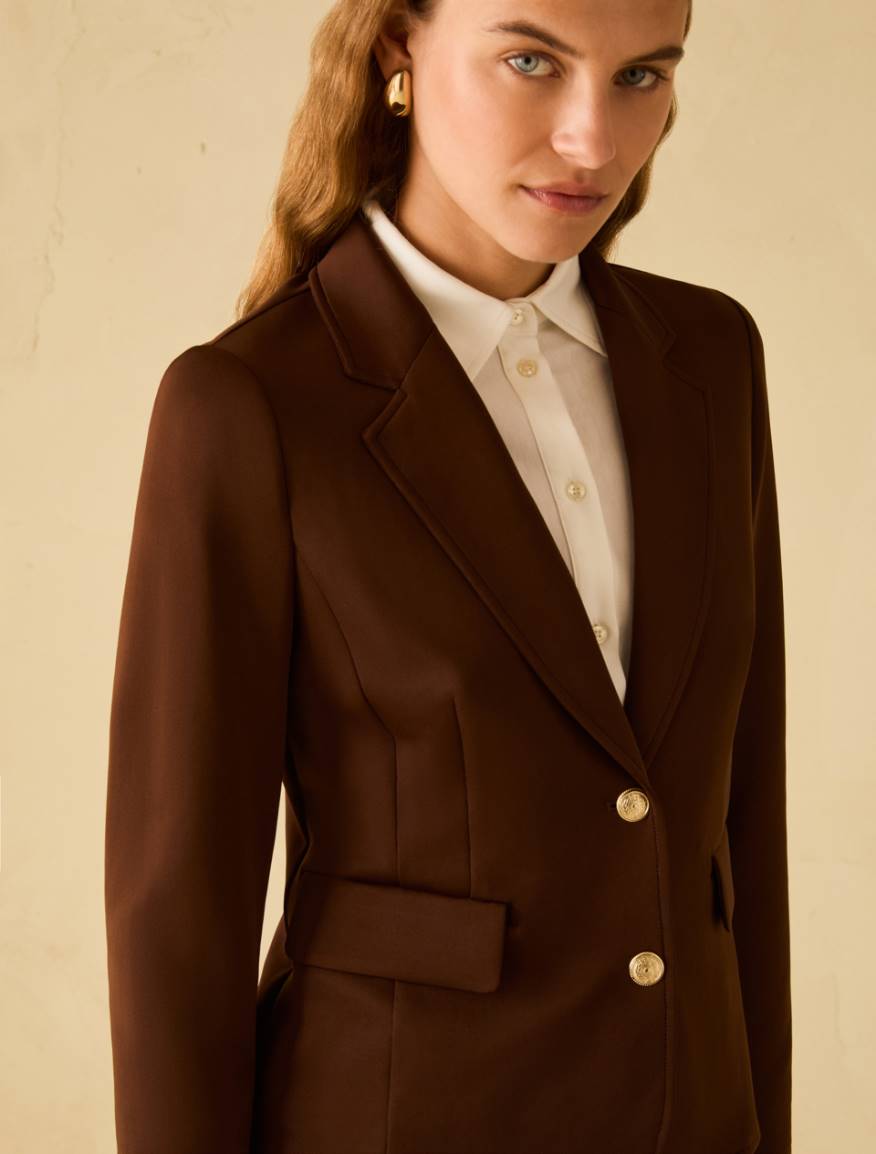 Slim-fit double jersey blazer - COFFEE - Pennyblack - 4