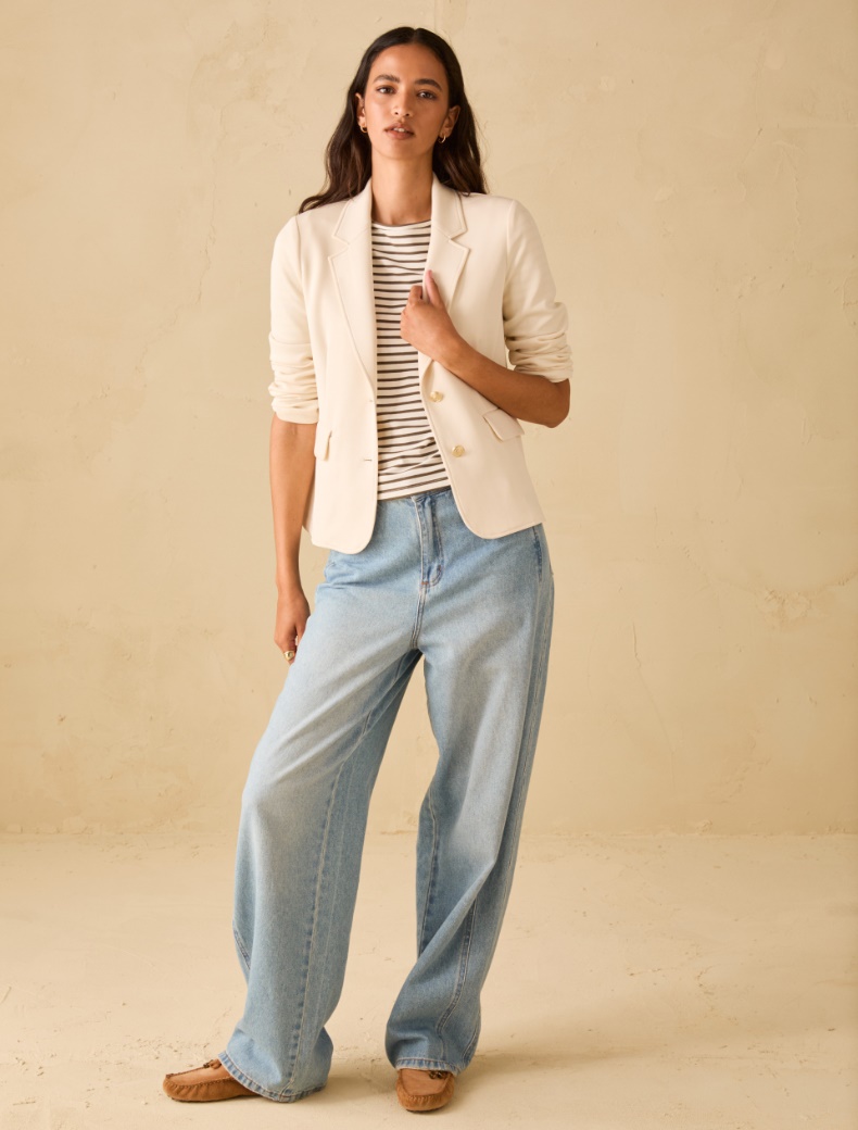 Slim-fit double jersey blazer - VANILLA - pennyblack