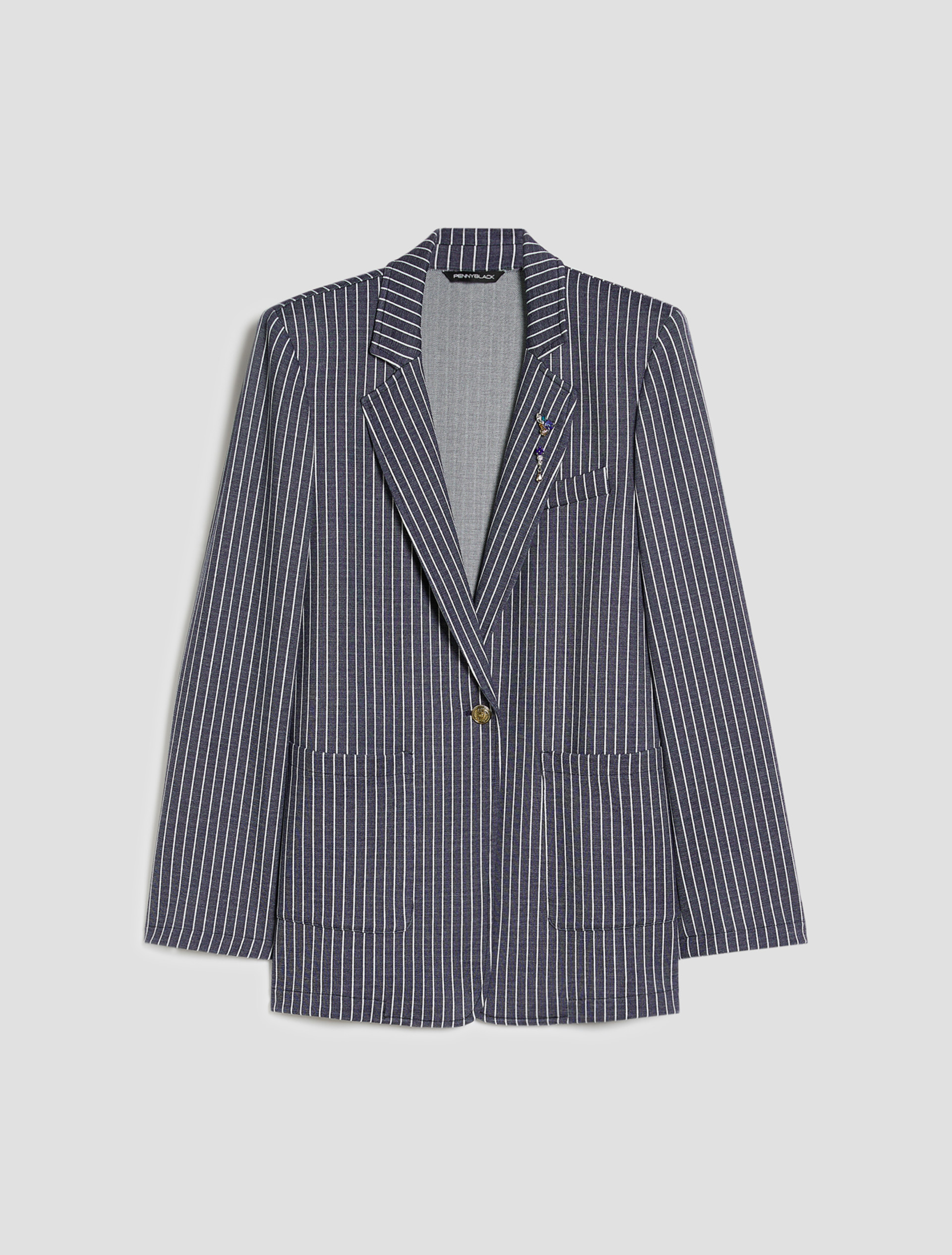 Pinstripe jersey blazer - NAVY - pennyblack