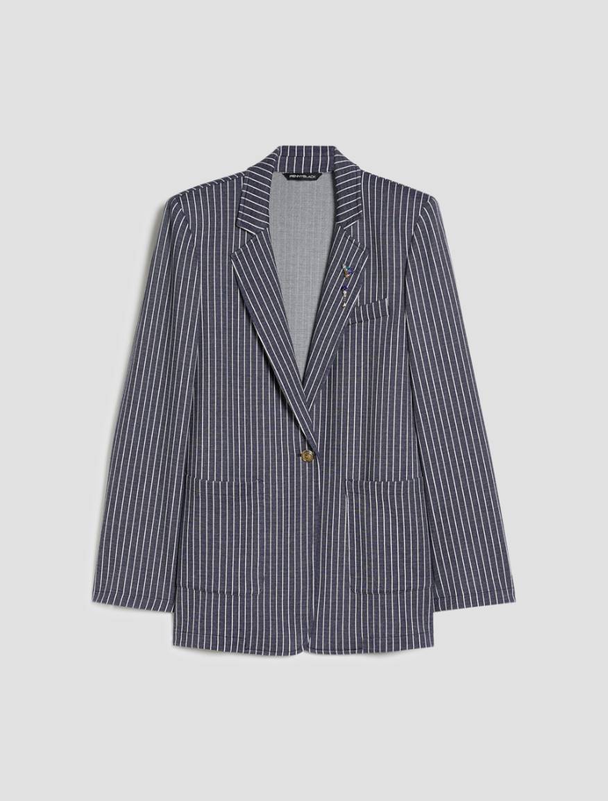 Pinstripe jersey blazer - NAVY - Pennyblack - 2
