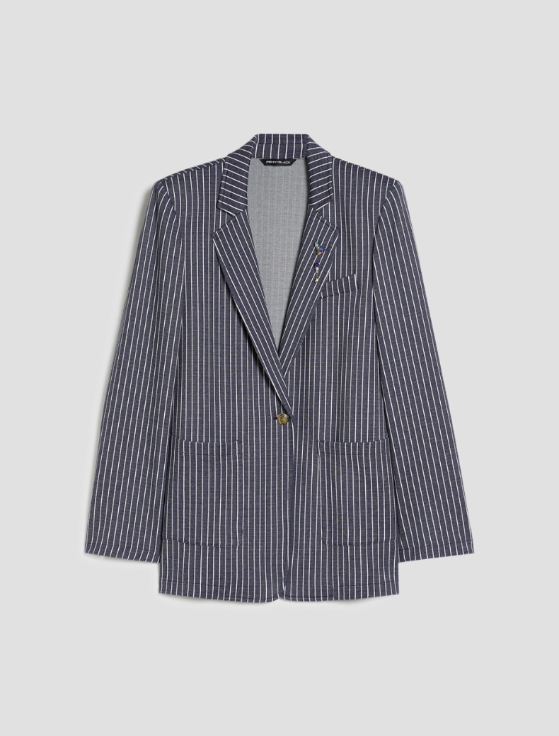 Pinstripe jersey blazer - NAVY - pennyblack