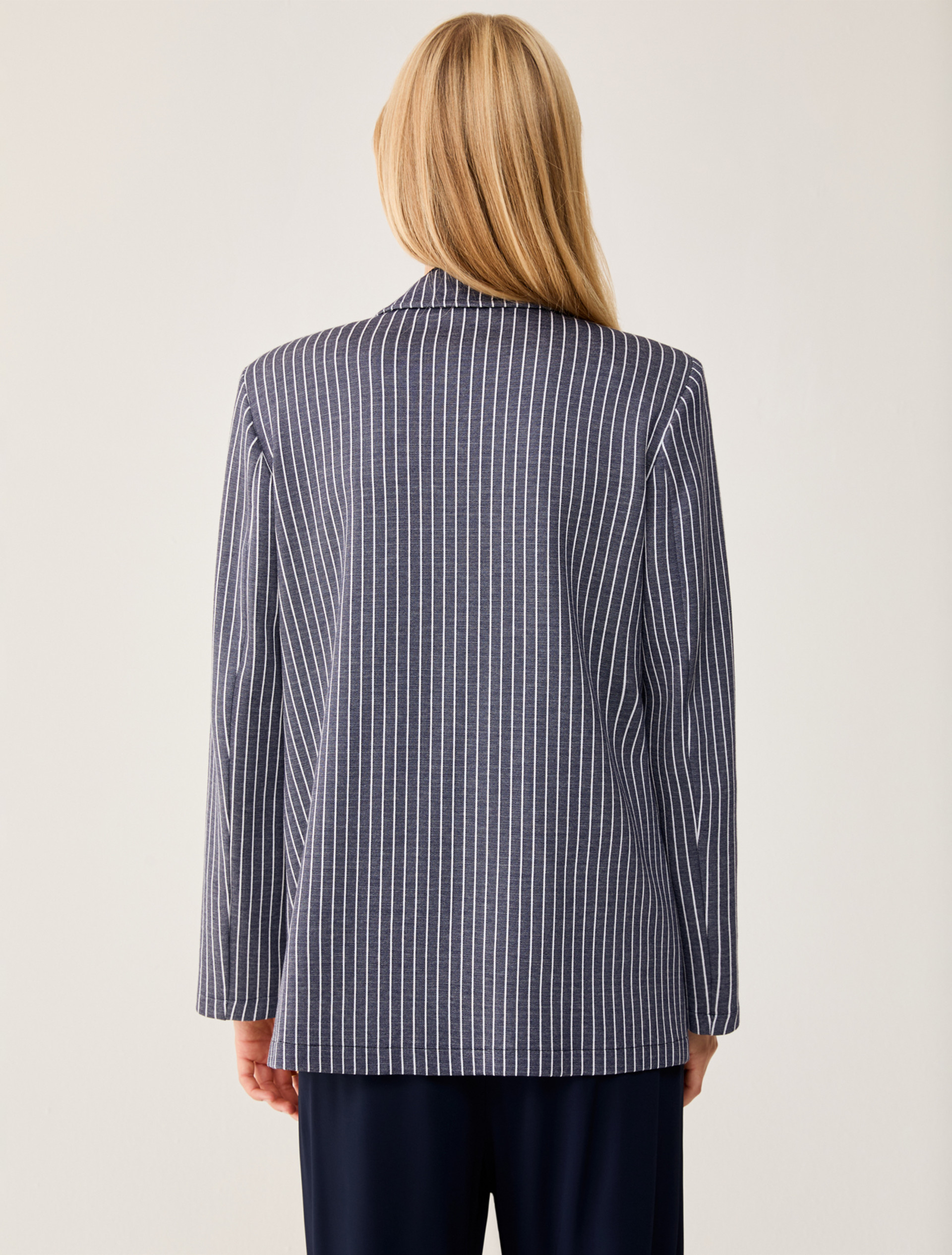 Pinstripe jersey blazer - NAVY - pennyblack