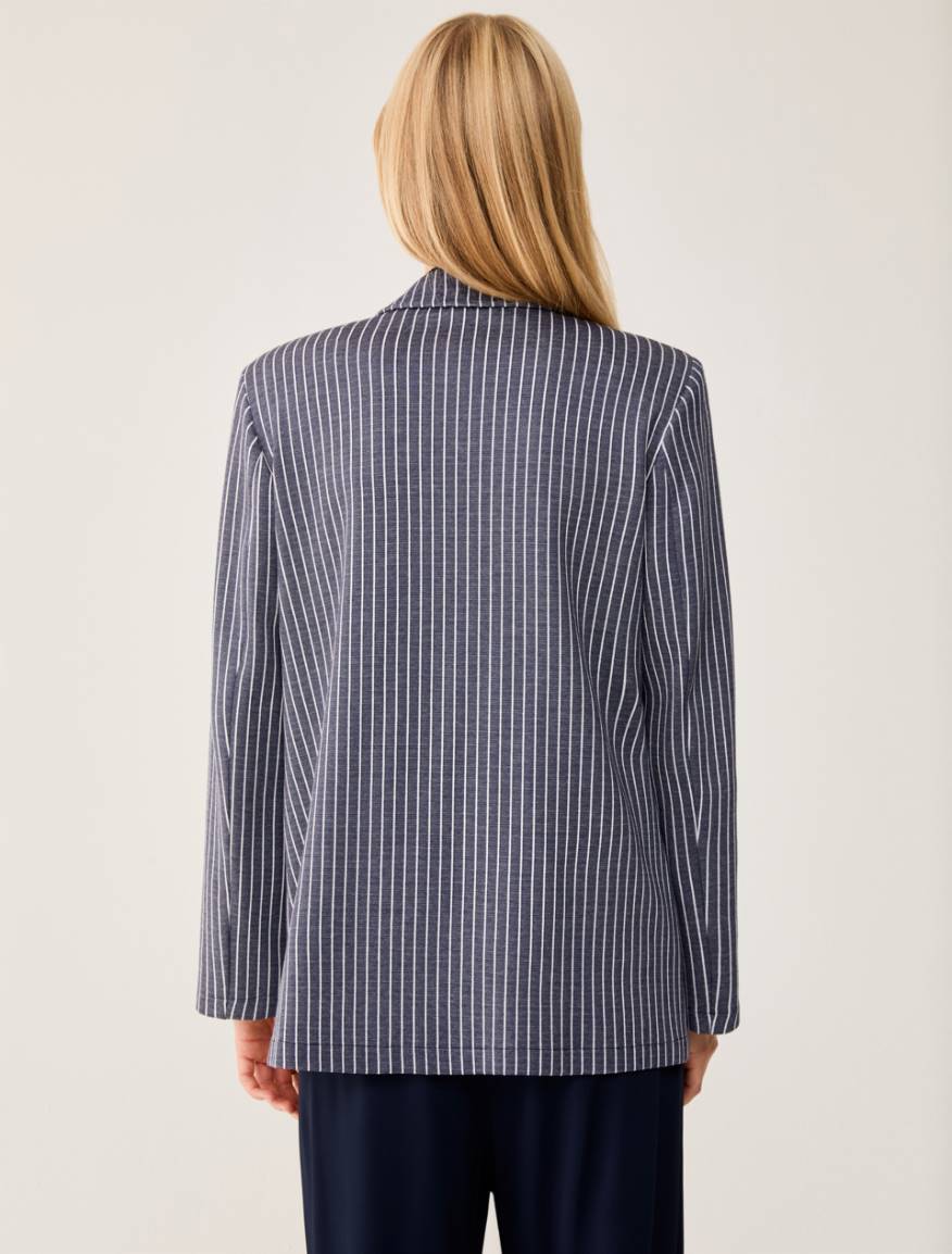 Pinstripe jersey blazer - NAVY - Pennyblack - 3