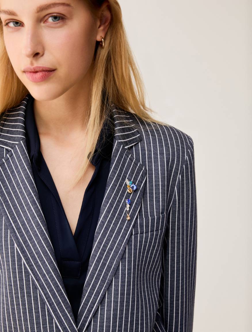 Pinstripe jersey blazer - NAVY - Pennyblack - 4