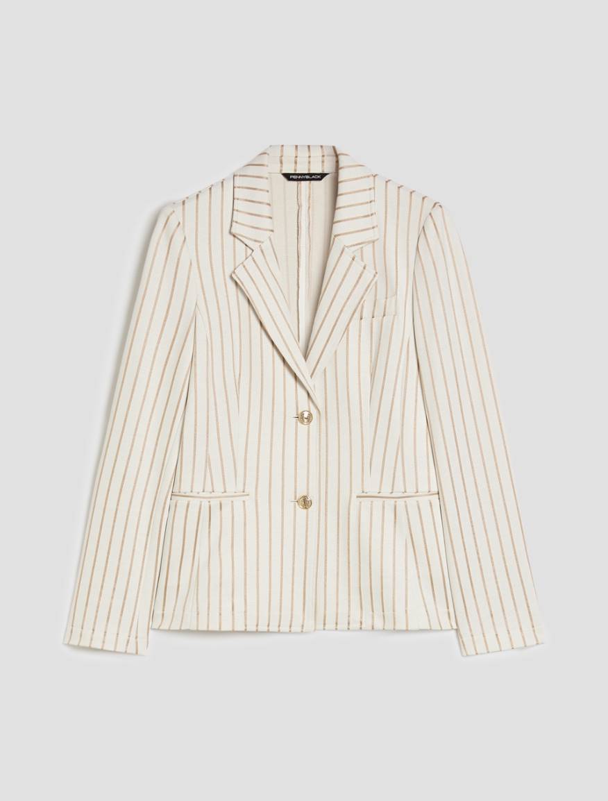 Slim-fit pinstripe jersey blazer - VANILLA - Pennyblack - 2