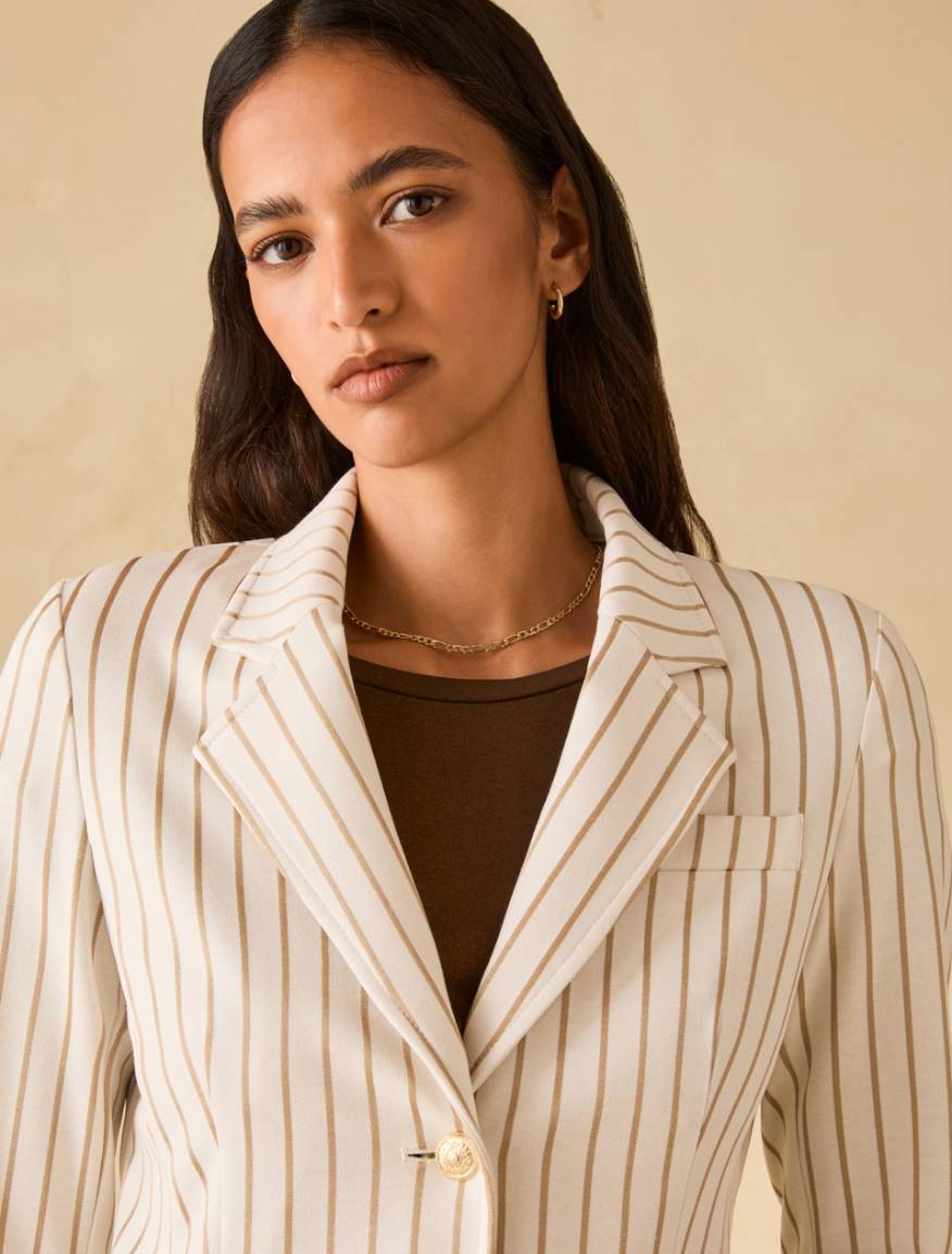 Slim-fit pinstripe jersey blazer - VANILLA - Pennyblack - 4