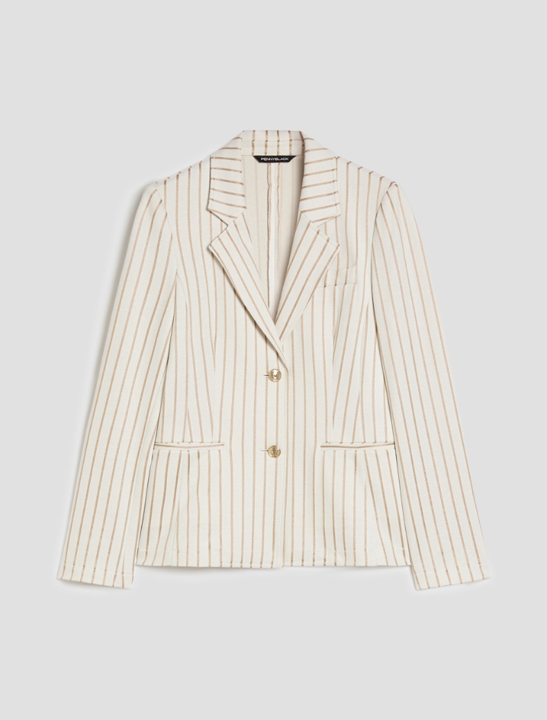 Slim-fit pinstripe jersey blazer - VANILLA - pennyblack