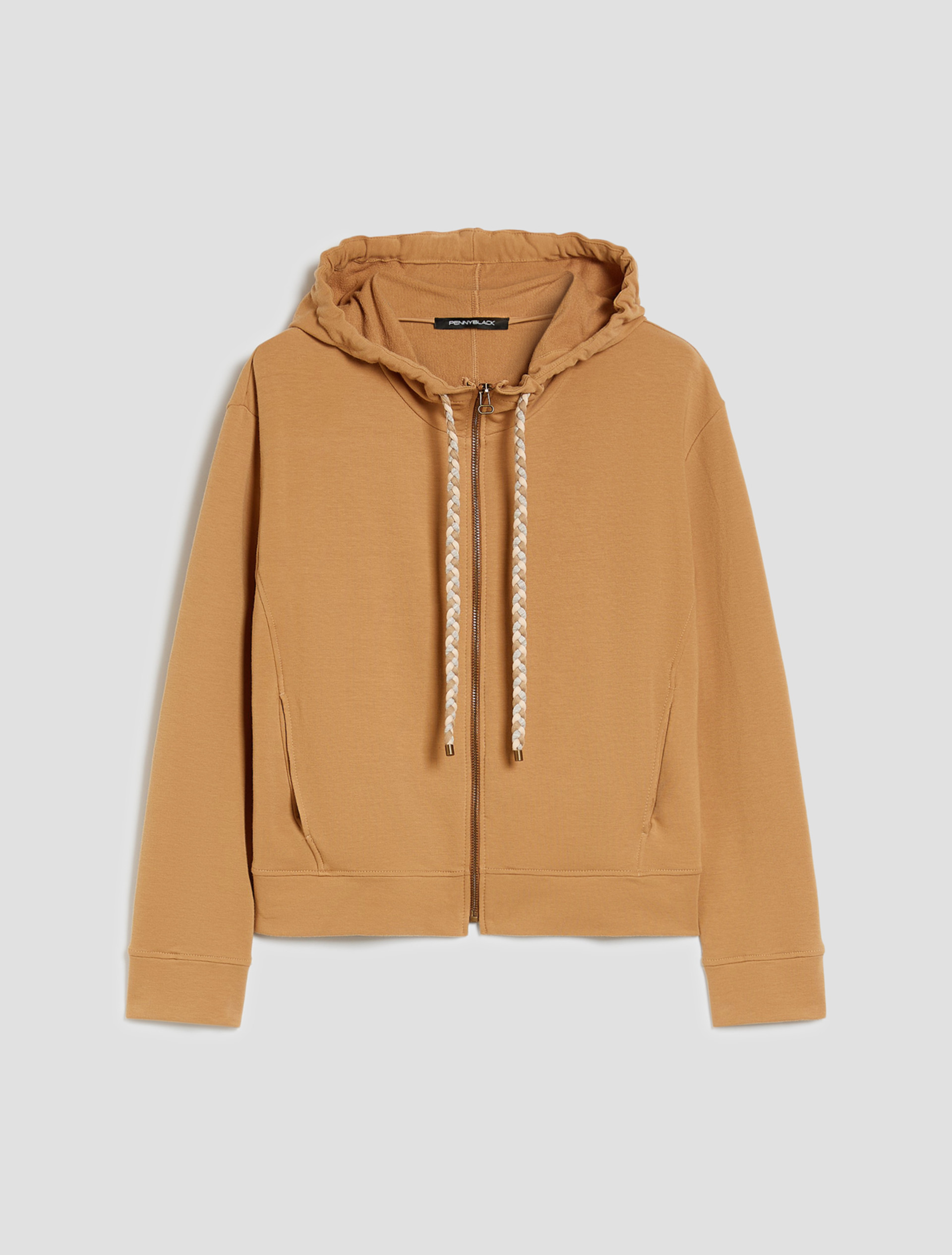 Boxy-cut cotton sweatshirt - CAMEL - pennyblack