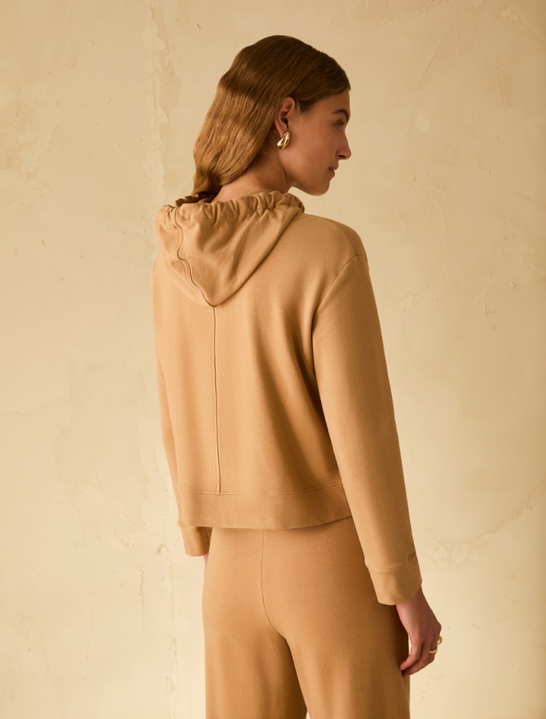 Boxy-cut cotton sweatshirt - CAMEL - pennyblack