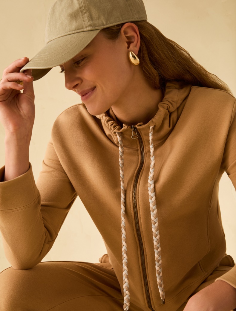 Boxy-cut cotton sweatshirt - CAMEL - pennyblack