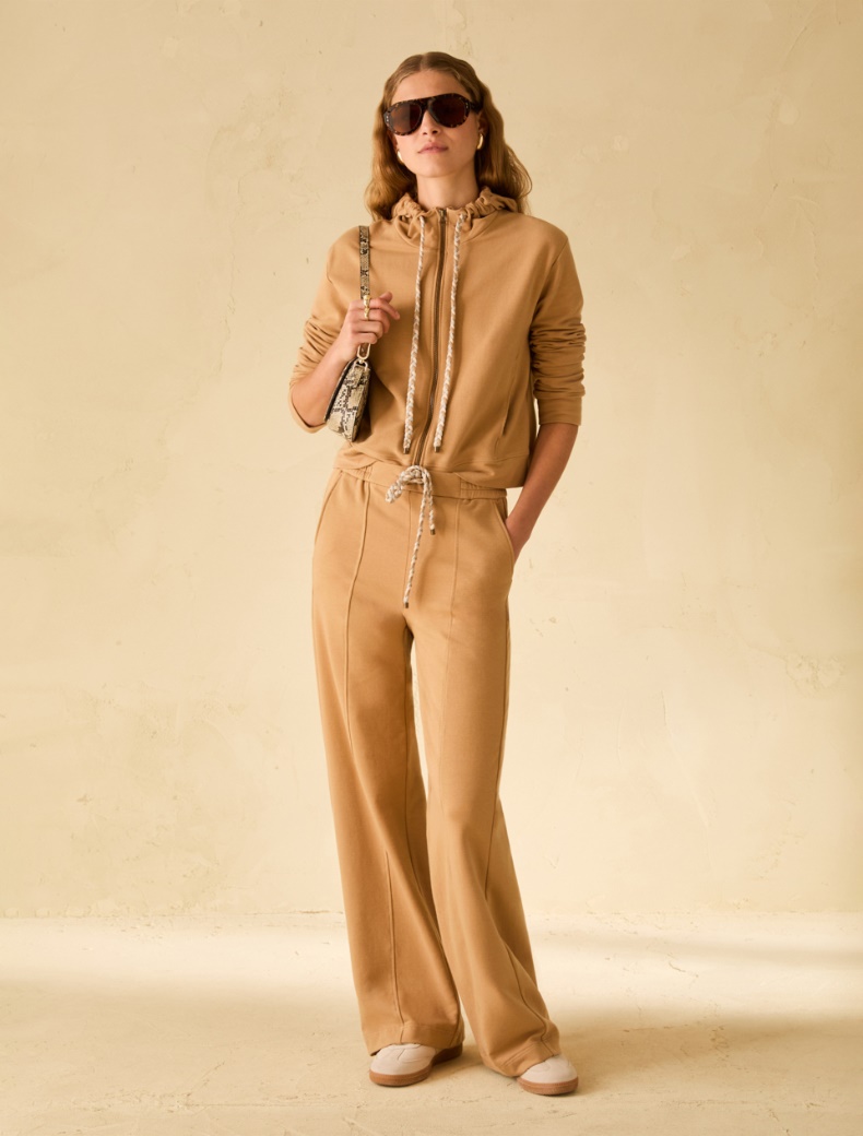 Boxy-cut cotton sweatshirt - CAMEL - pennyblack