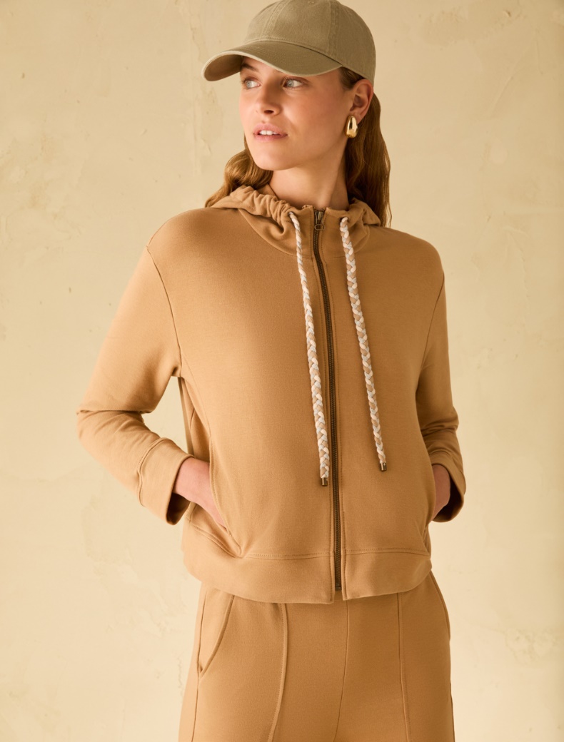 Boxy-cut cotton sweatshirt - CAMEL - pennyblack