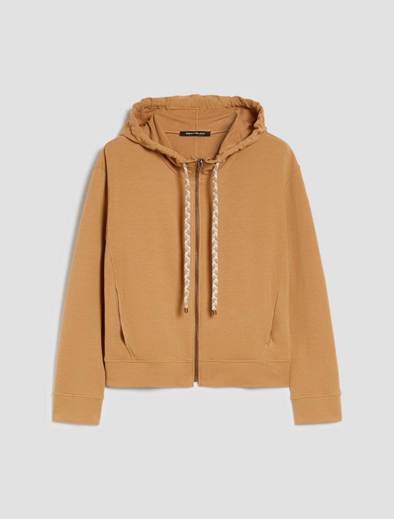 Boxy-cut cotton sweatshirt - CAMEL - pennyblack