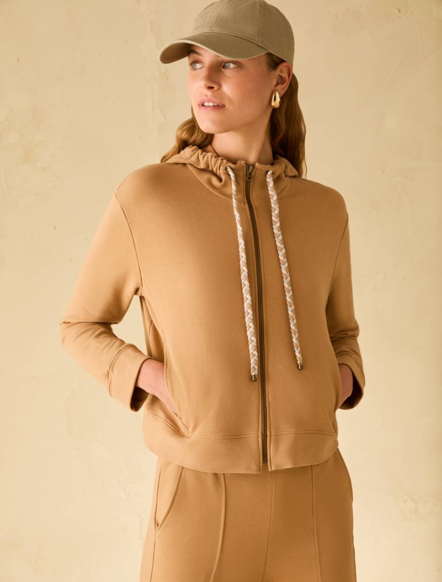 Boxy-cut cotton sweatshirt - CAMEL - Pennyblack