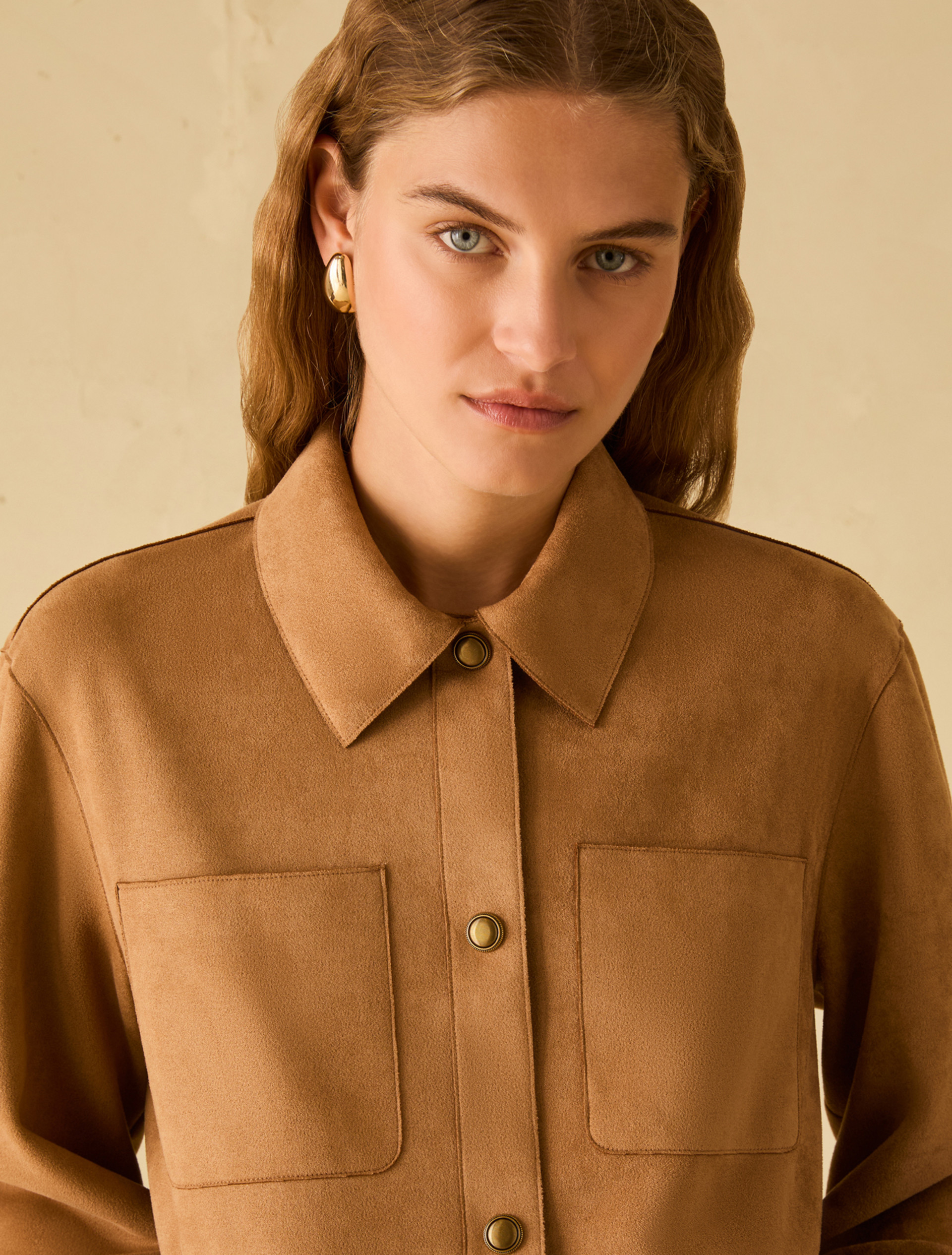 Jersey shacket - CAMEL - pennyblack