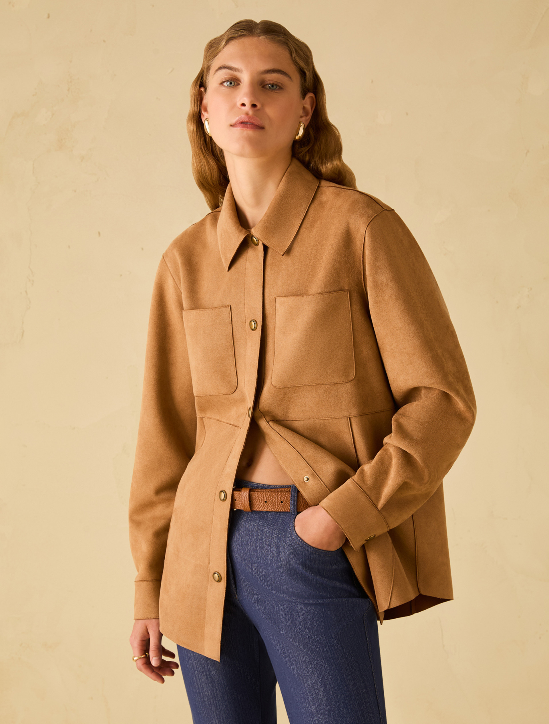 Jersey shacket - CAMEL - pennyblack