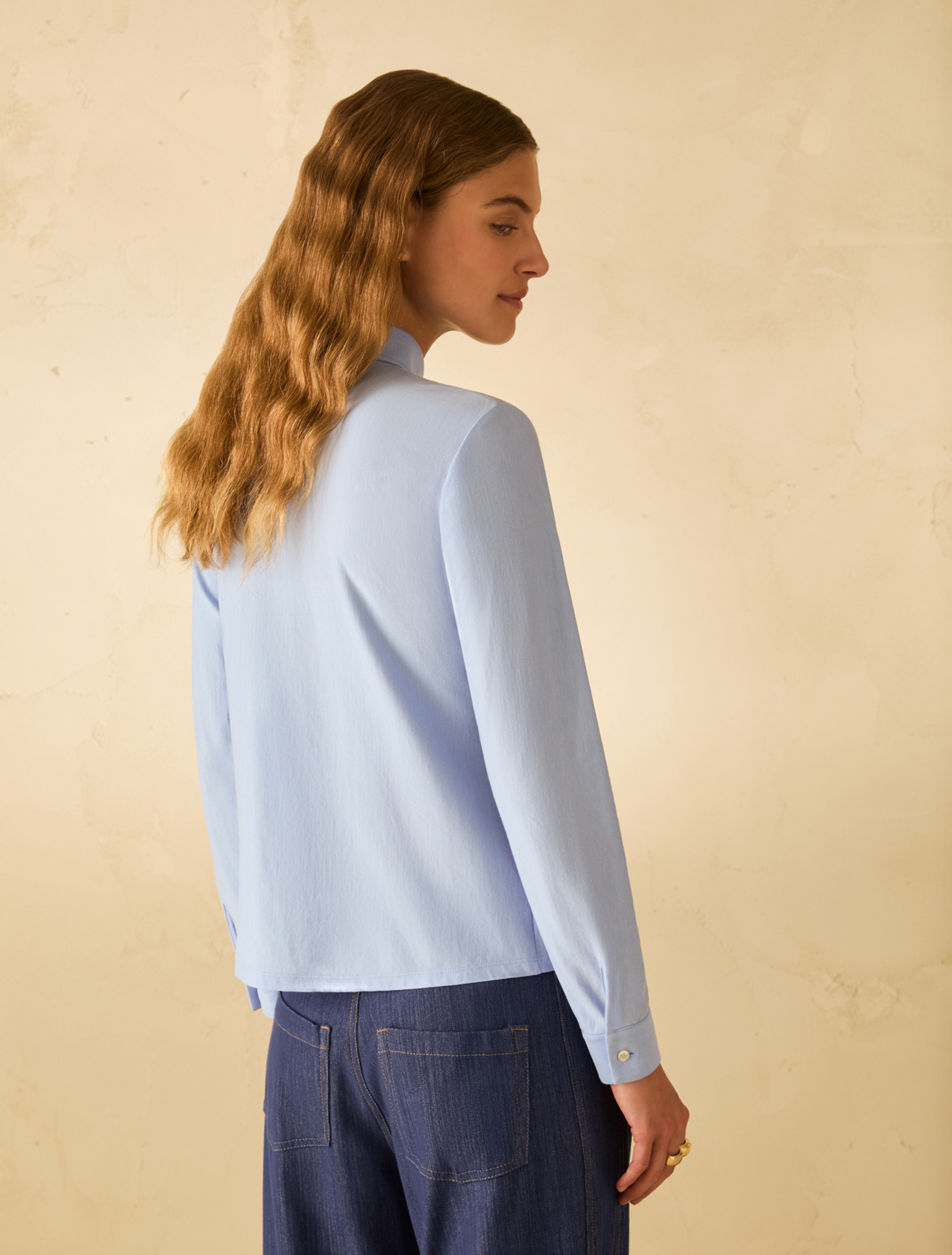 Cotton jersey shirt - LIGHT BLUE - pennyblack