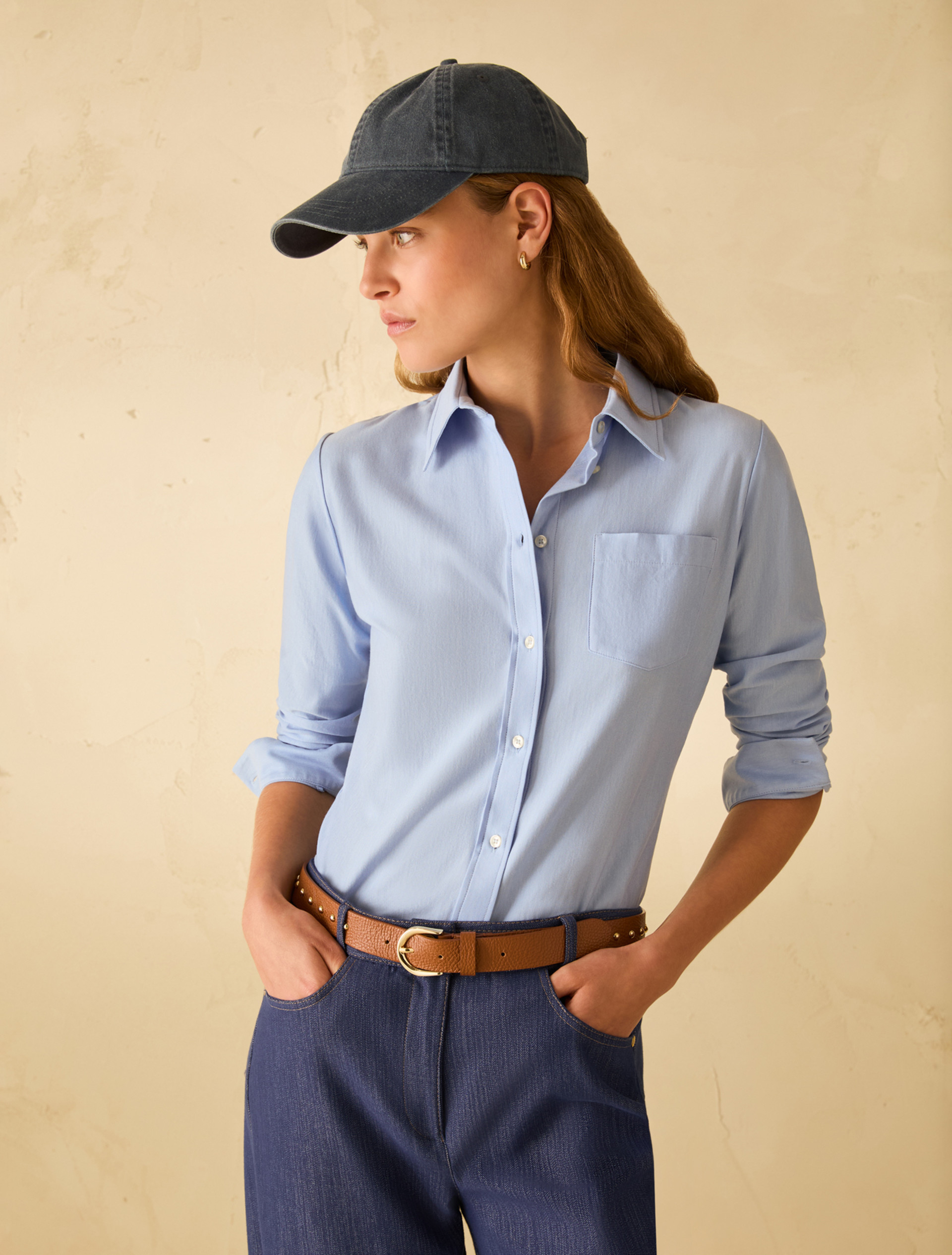 Cotton jersey shirt - LIGHT BLUE - pennyblack