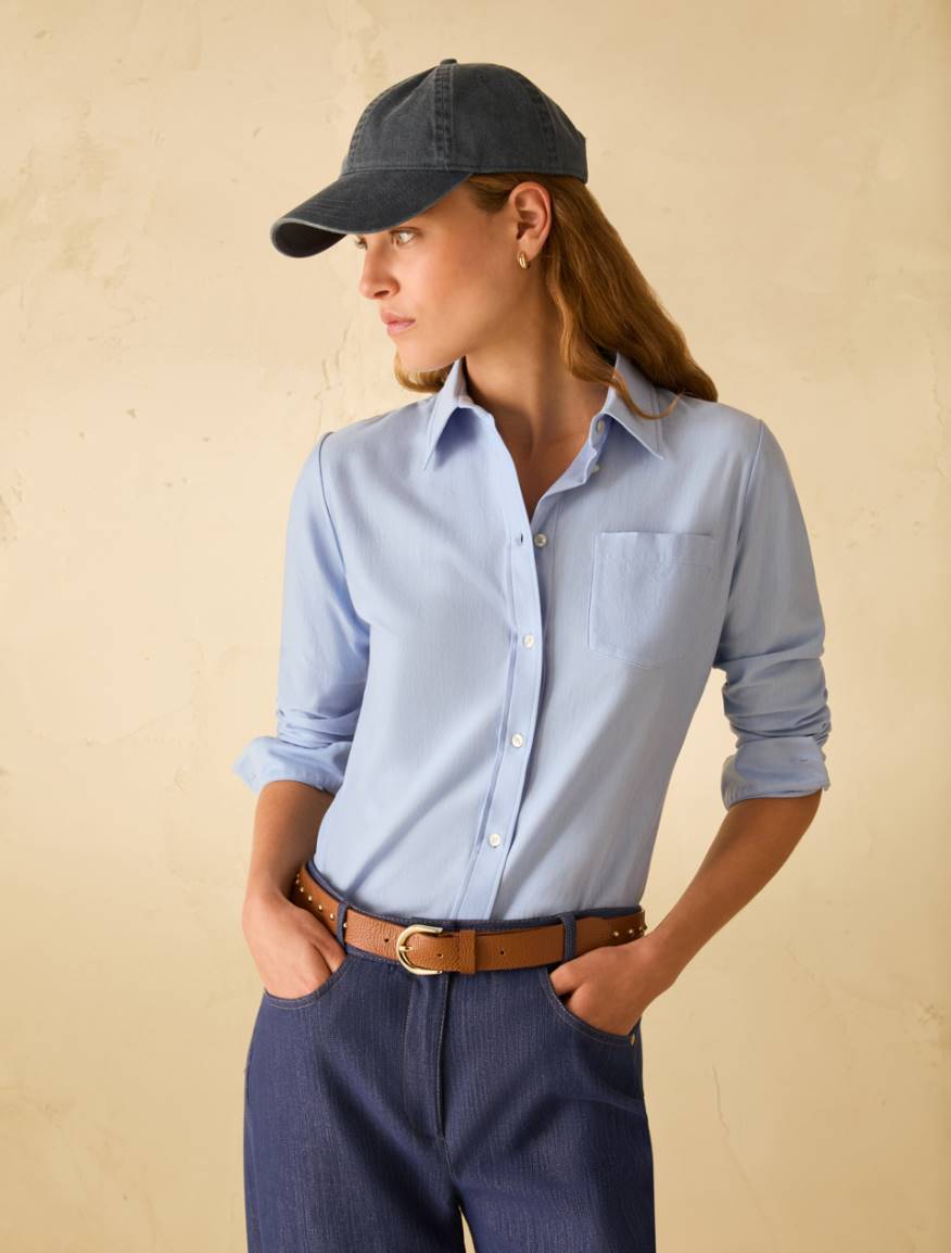 Cotton jersey shirt - LIGHT BLUE - Pennyblack