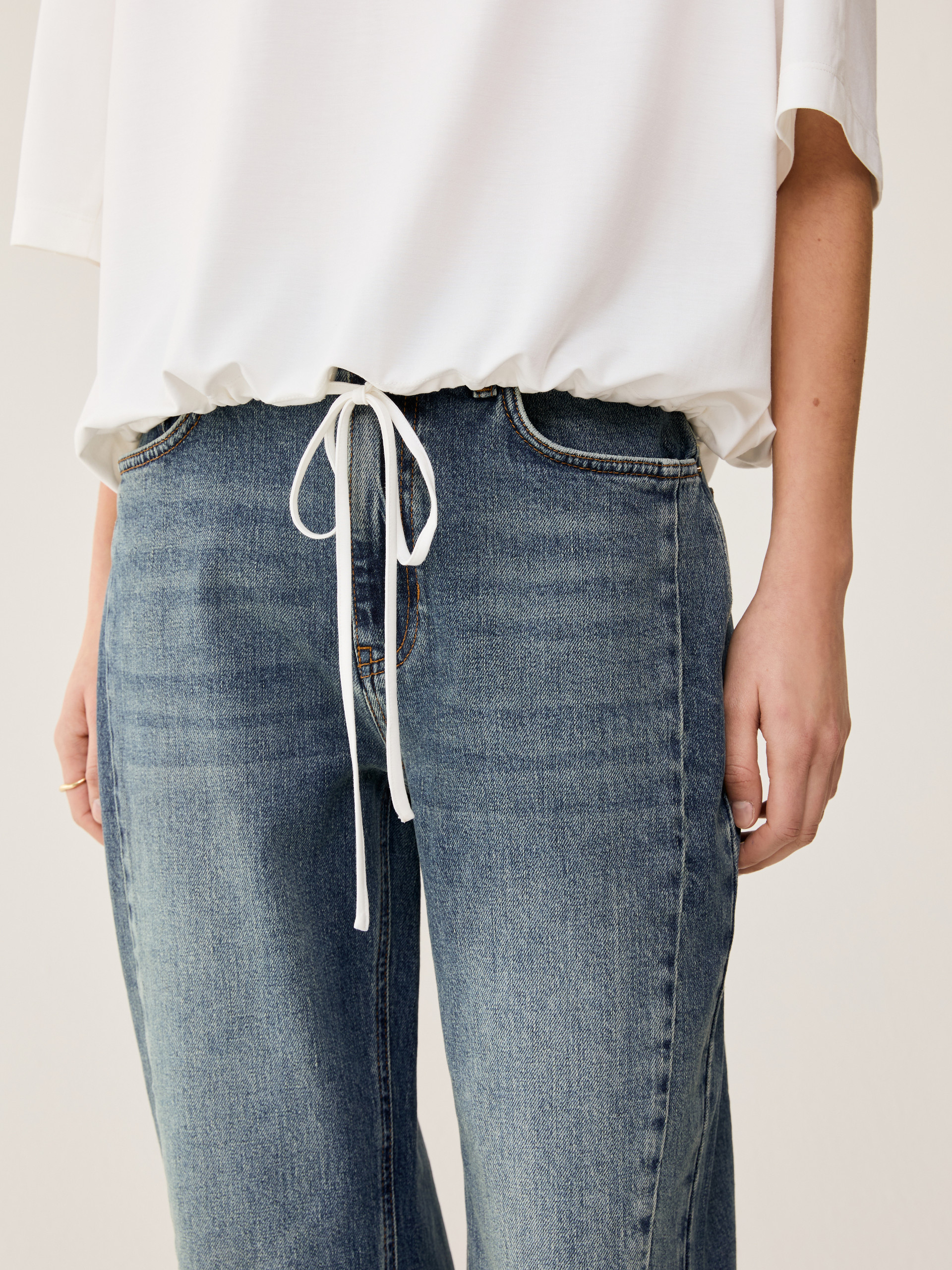 Loose drawstring T-shirt - WHITE - pennyblack