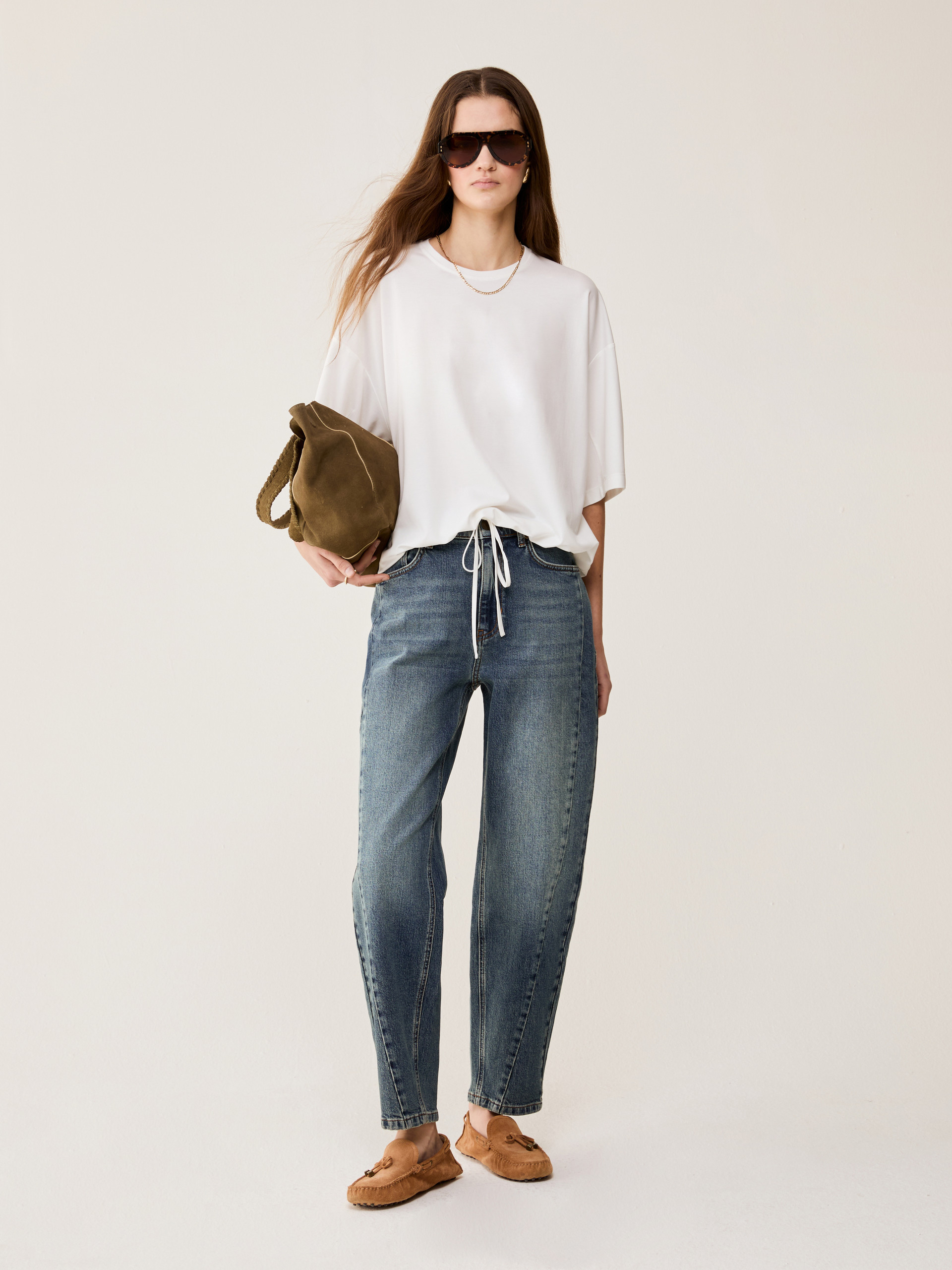 Loose drawstring T-shirt - WHITE - pennyblack