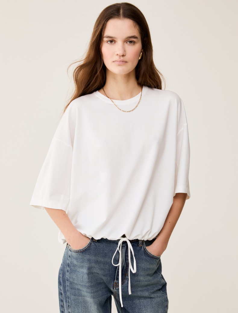 Loose drawstring T-shirt - WHITE - pennyblack